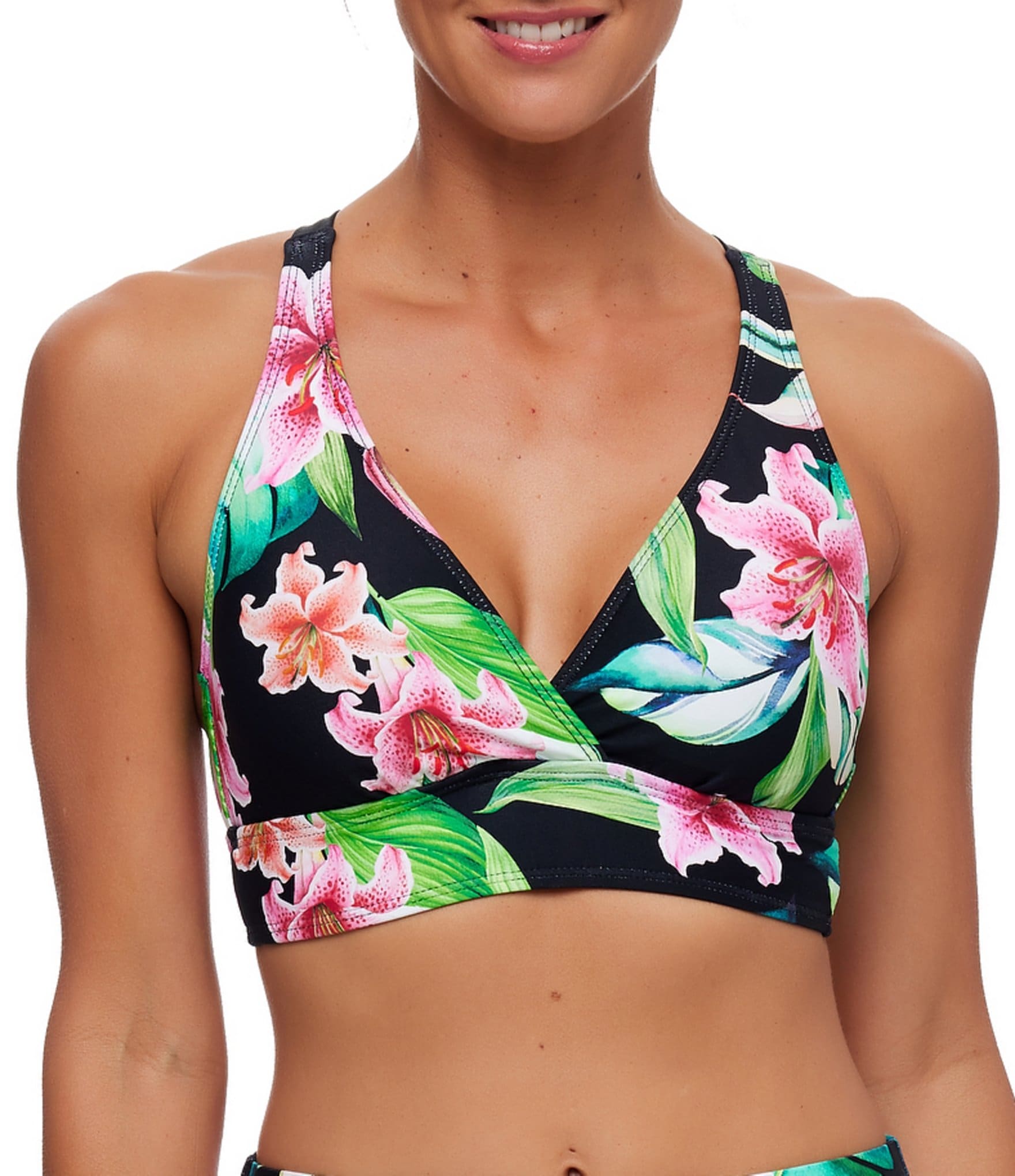 Next by Athena Keoki Palms Tropical Floral Print Zip Front Short