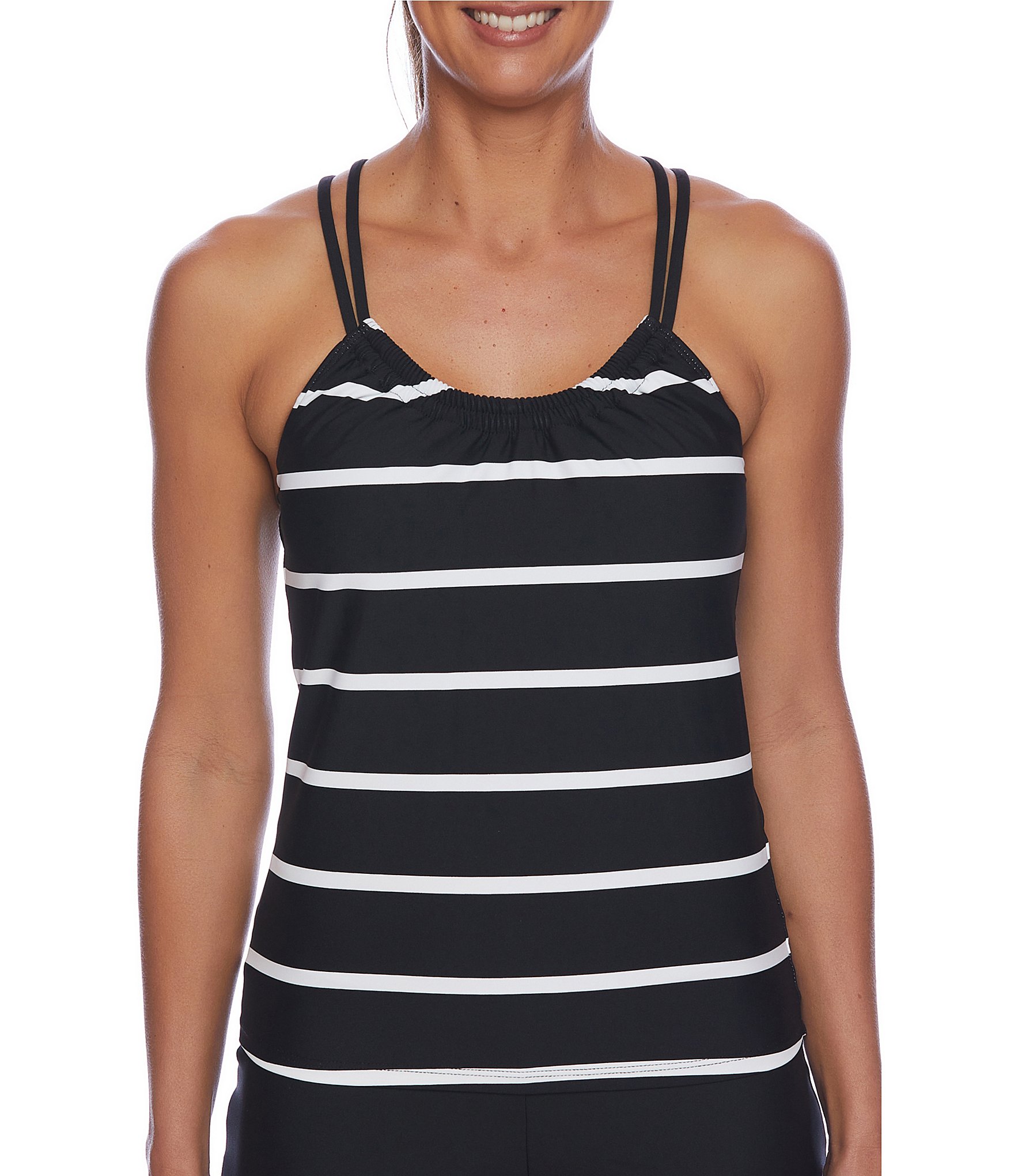 Next by Athena Santa Fe Striped Print Shirred Tankini Swim Top | Dillard's