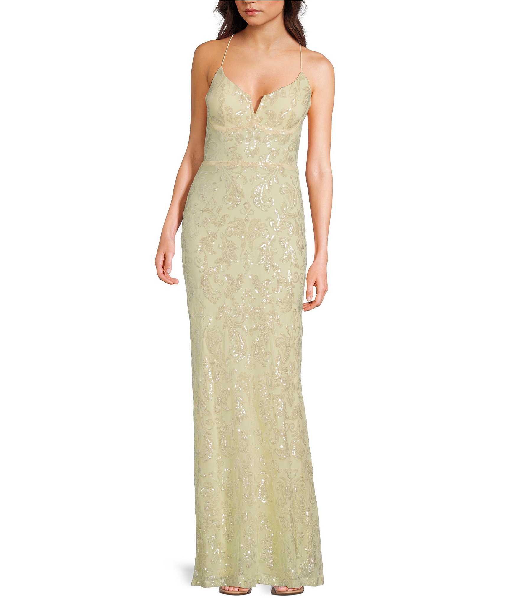 魅力的な価格 Printed Up Next Sequined Dress Strap Spaghetti V-Neck Split 矯正用品・補助ベルト