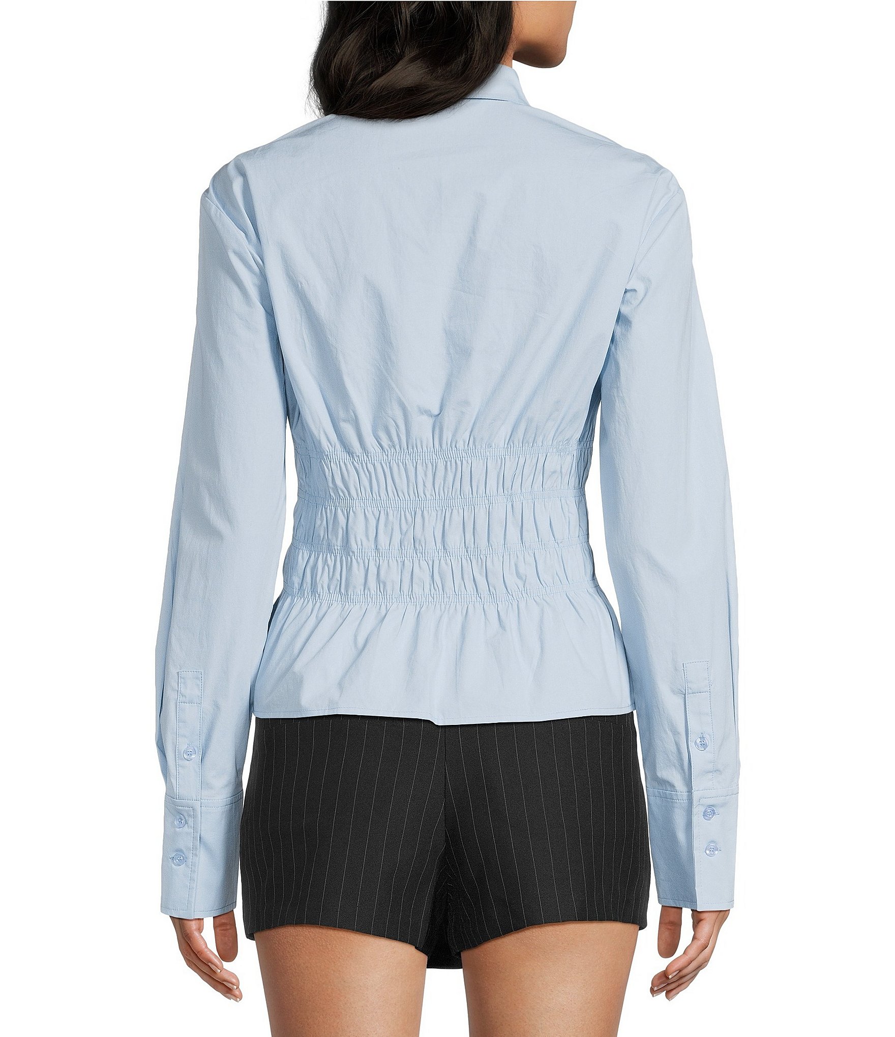 NIA Bixel Button Front Smocked Top