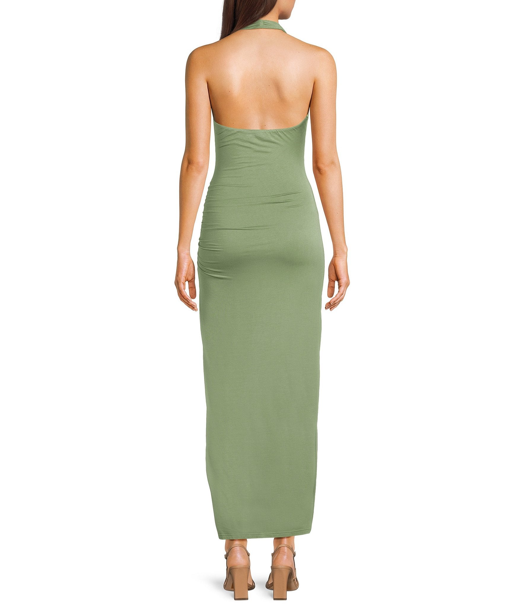 NIA Doris Halter High Slit Maxi Dress