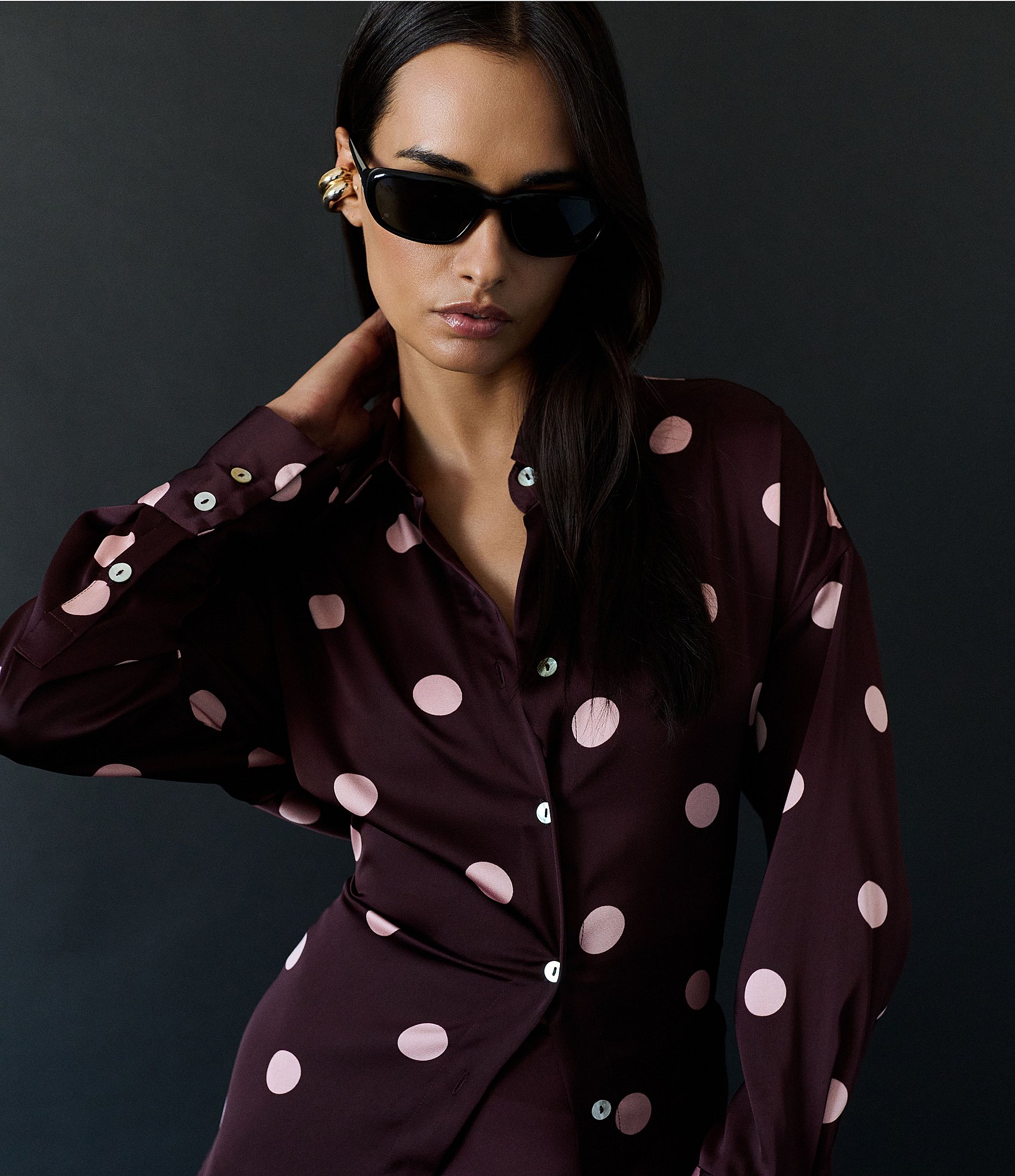 NIA Jules Long Sleeve Polka Dot Coordinating Top