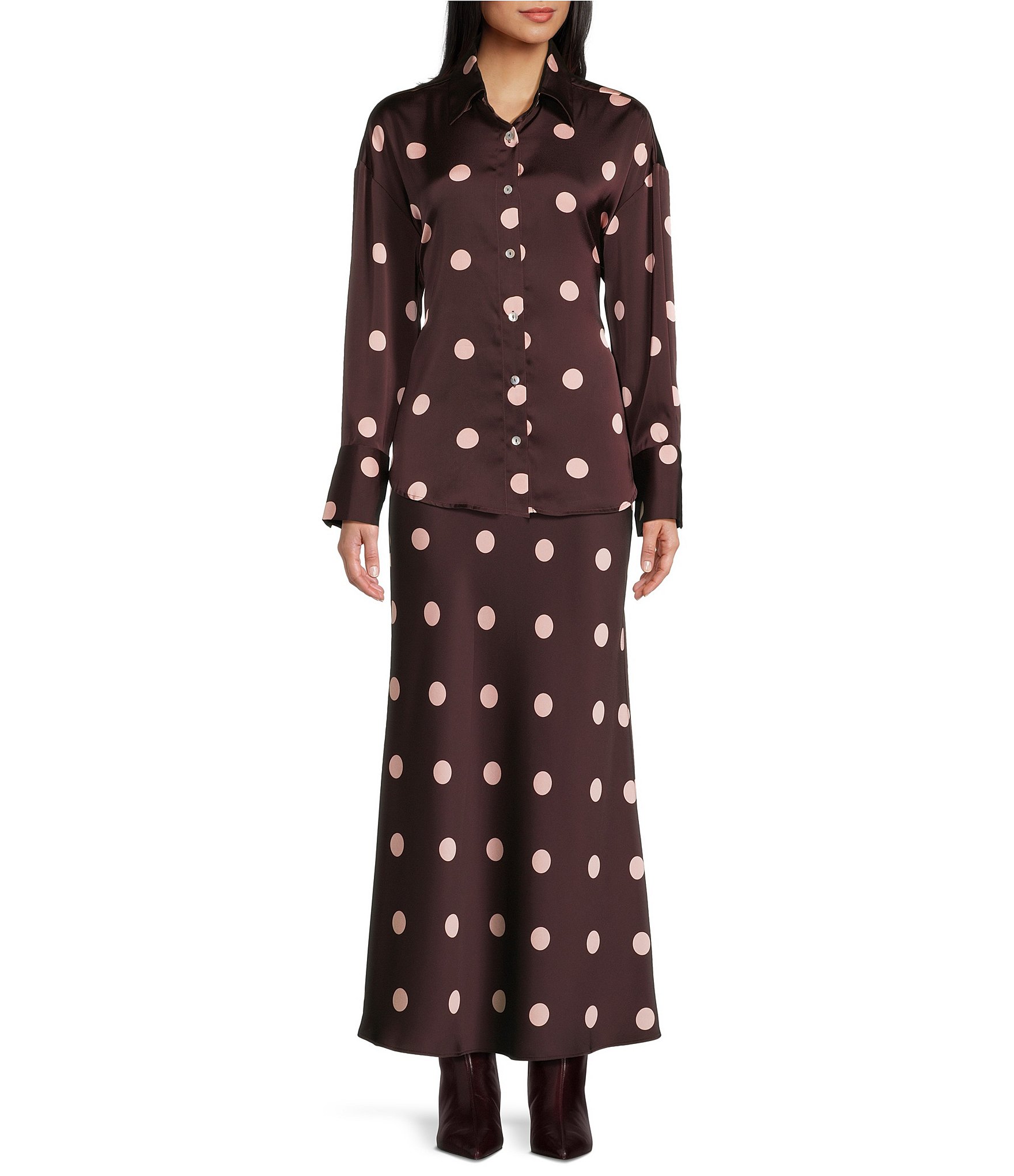NIA Natalia Polka Dot Coordinating Maxi Slip Skirt