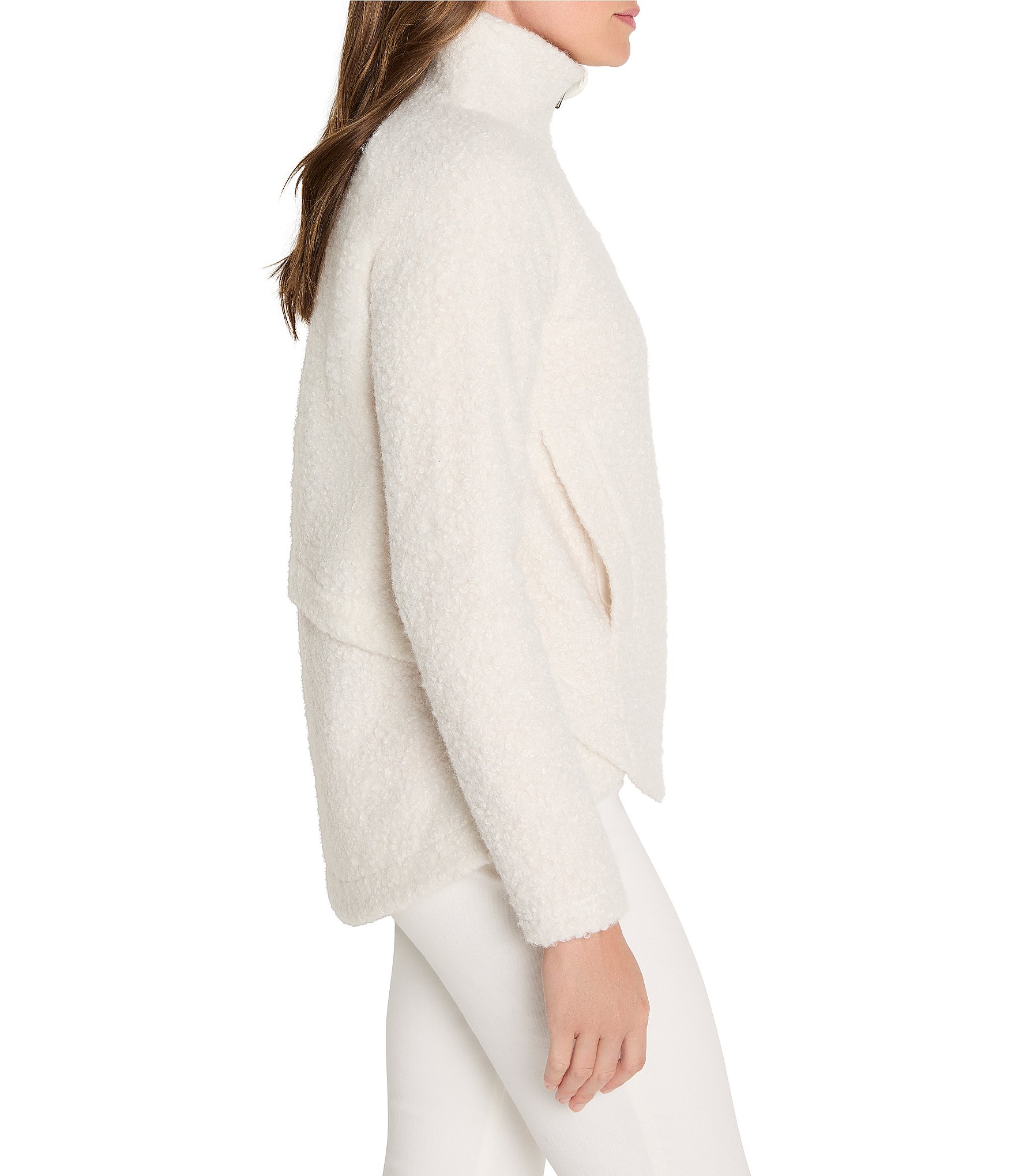 NIC + ZOE Curly Boucle All Year Stand Collar Long Sleeve Jacket