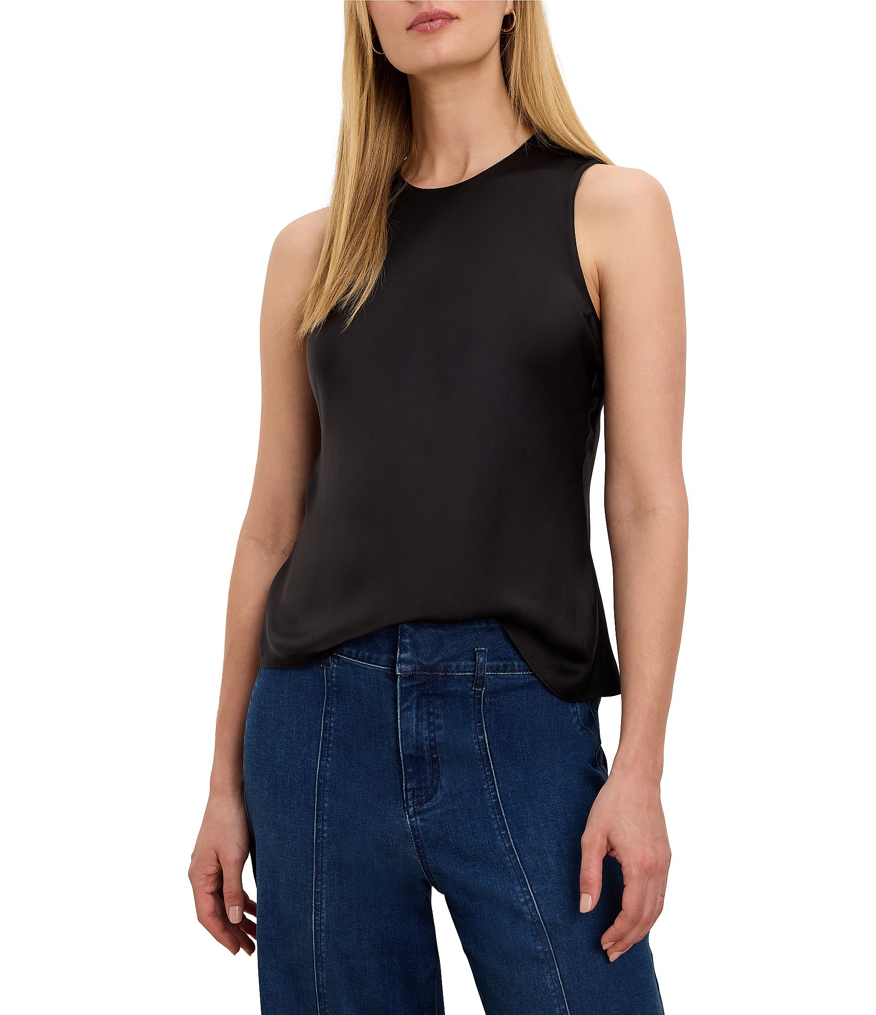 NIC + ZOE Day Gloss Woven Round Neck Sleeveless Tank