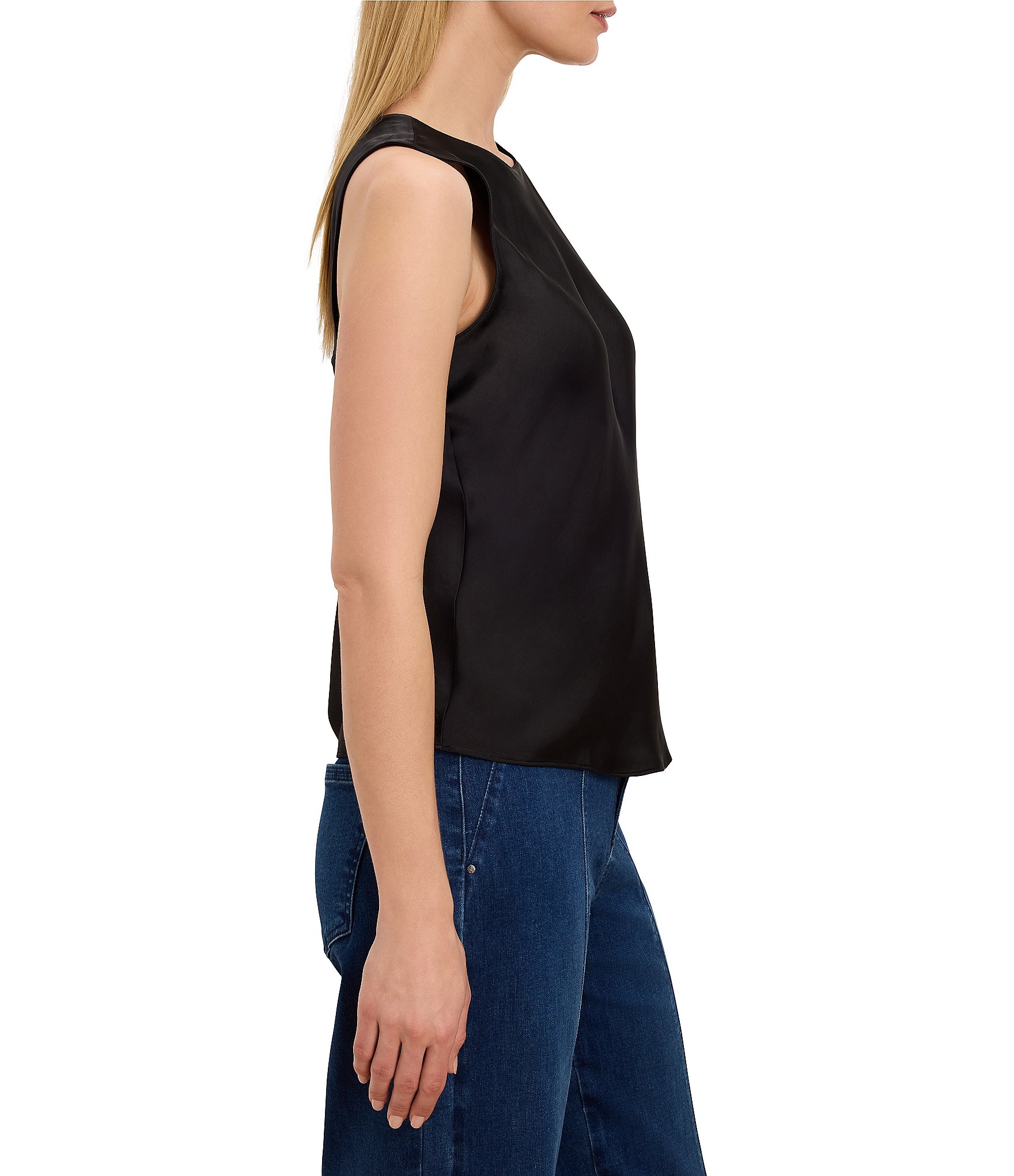 NIC + ZOE Day Gloss Woven Round Neck Sleeveless Tank