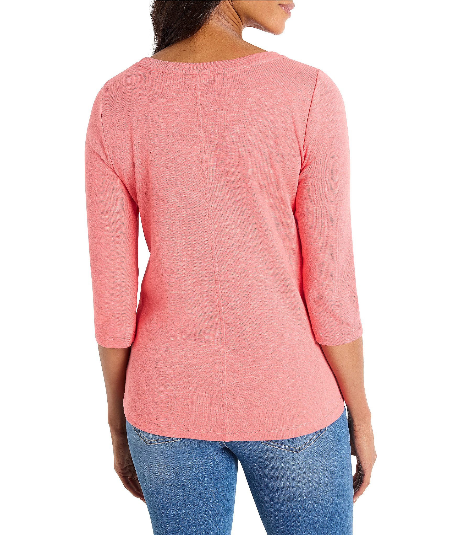 NIC + ZOE Knit Boat Neck 3/4 Sleeve Tee