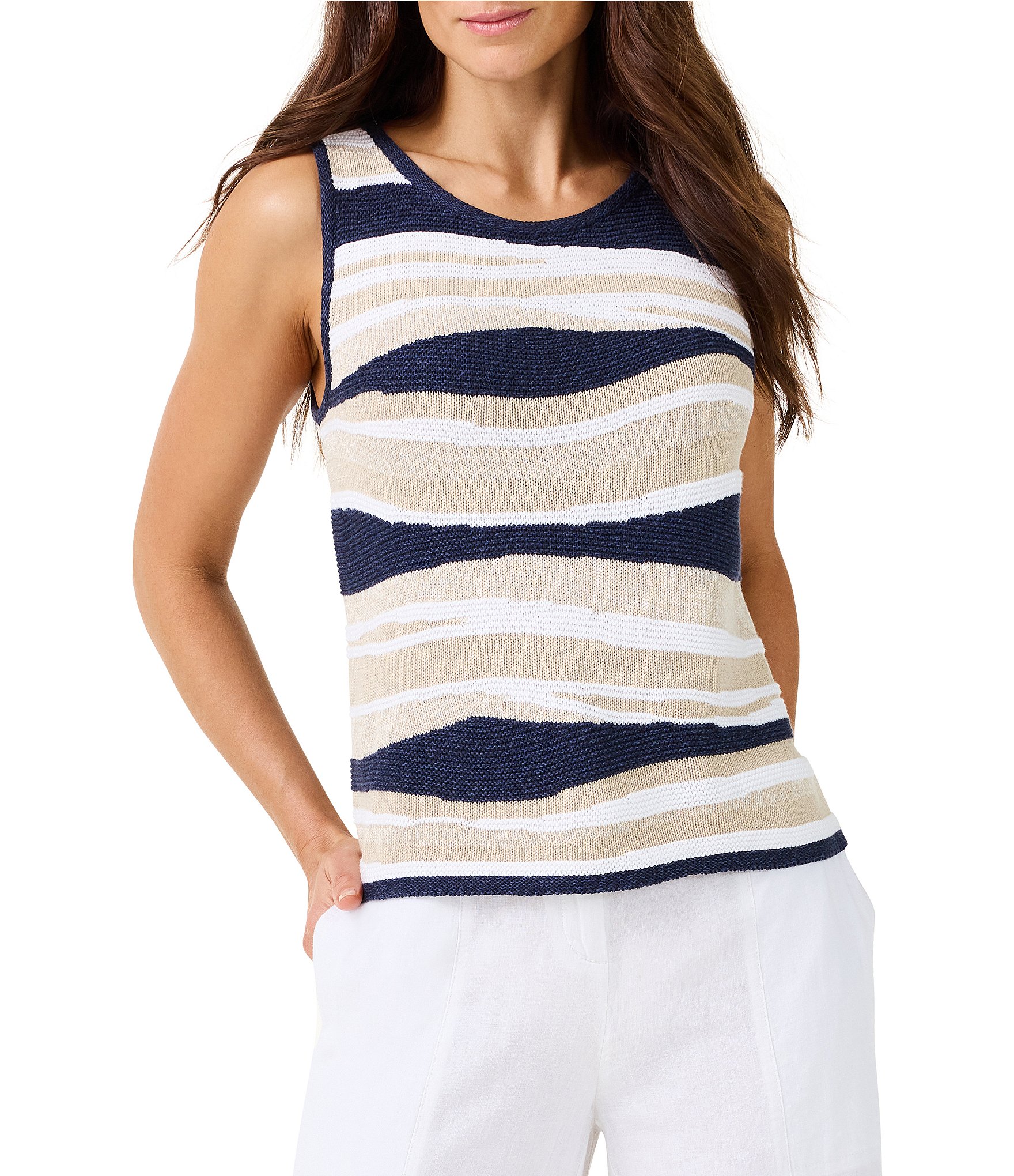 NIC + ZOE Knit-In Waves Scoop Neck Sleeveless Sweater Tank | Dillard's