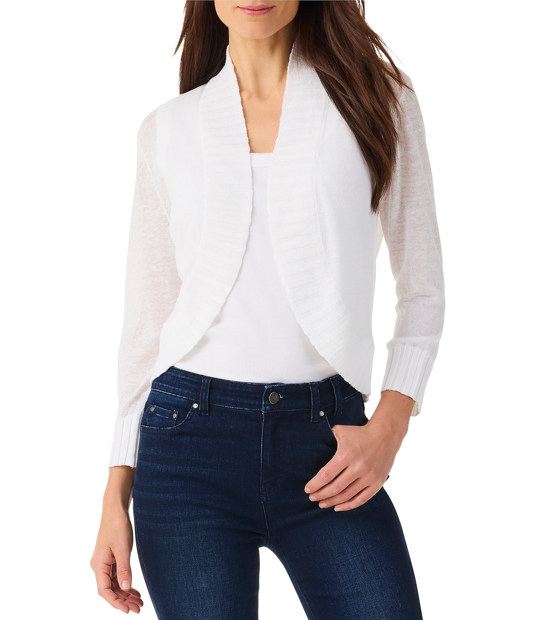 NIC + ZOE Knit Stand Collar 3/4 Sleeve Bolero Cardigan | Dillard's