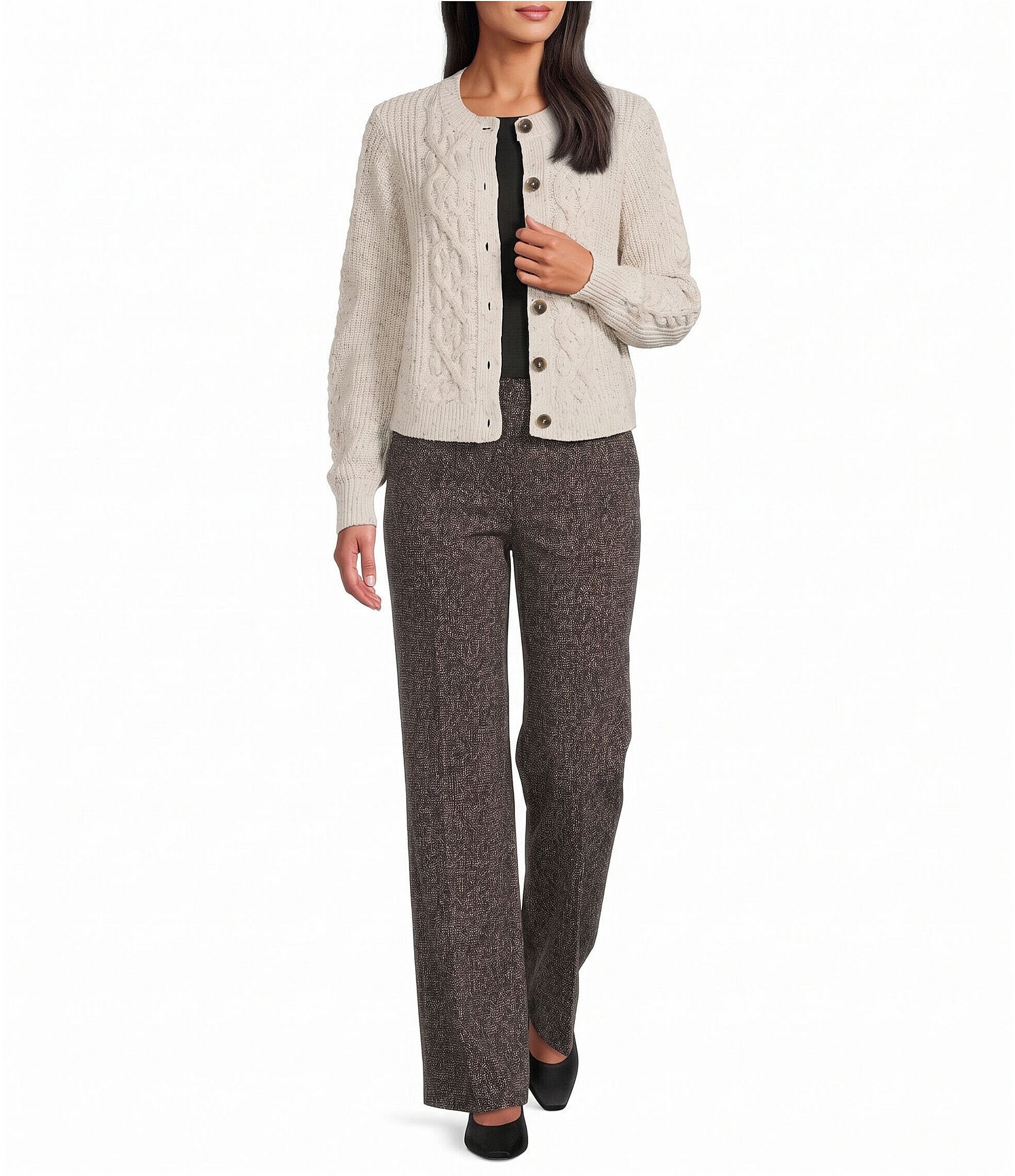 NIC + ZOE Lenox Wide Leg Printed Sleek Stretch Pants