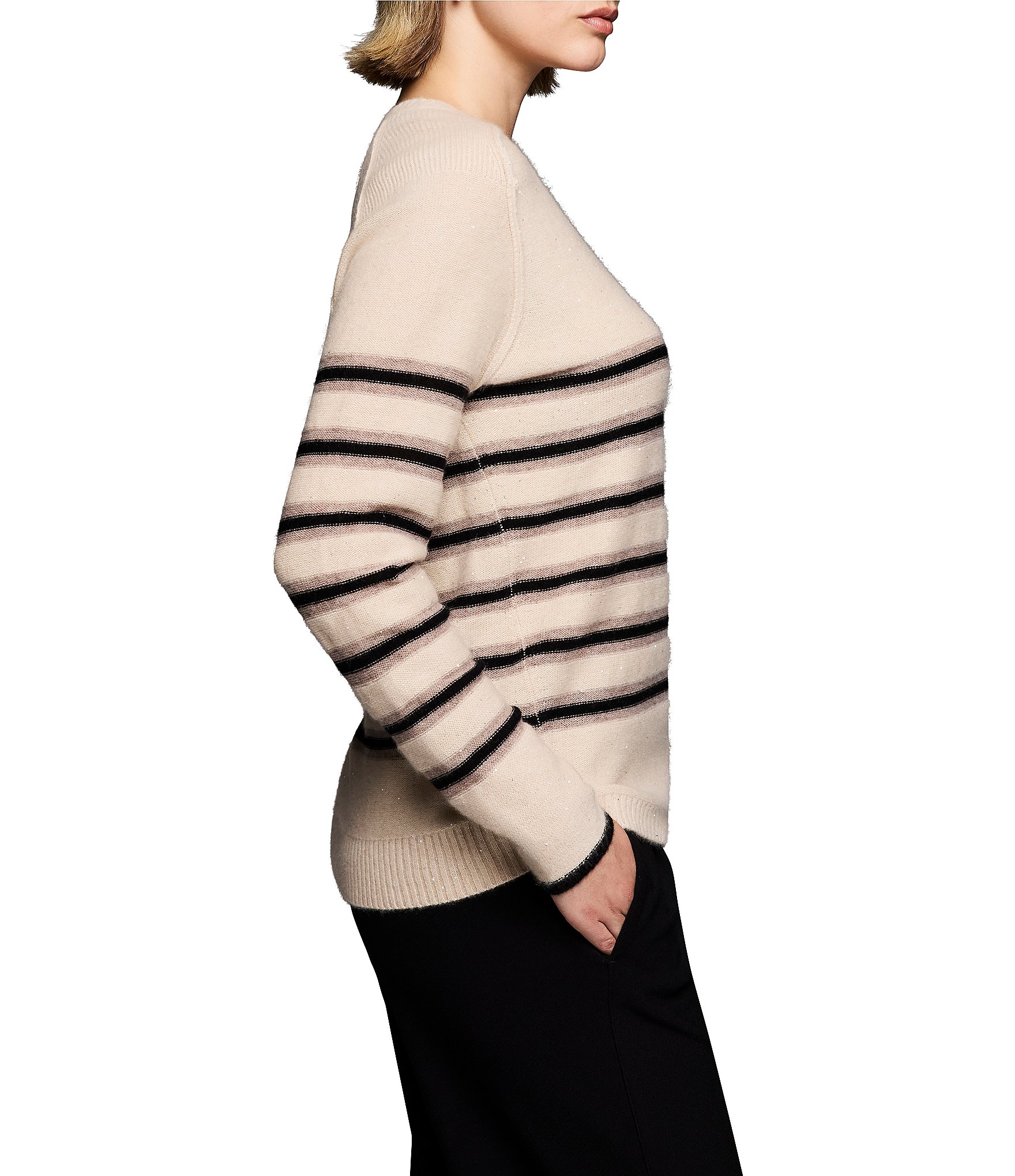 NIC + ZOE Luxe Cashmere Sparkle Stripe Sweater