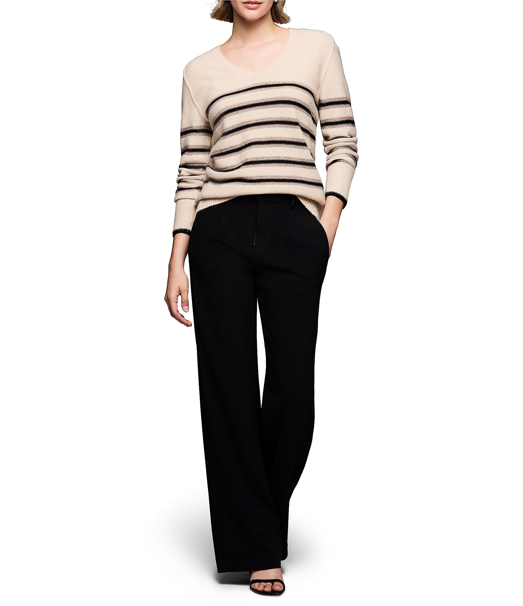 NIC + ZOE Luxe Cashmere Sparkle Stripe Sweater