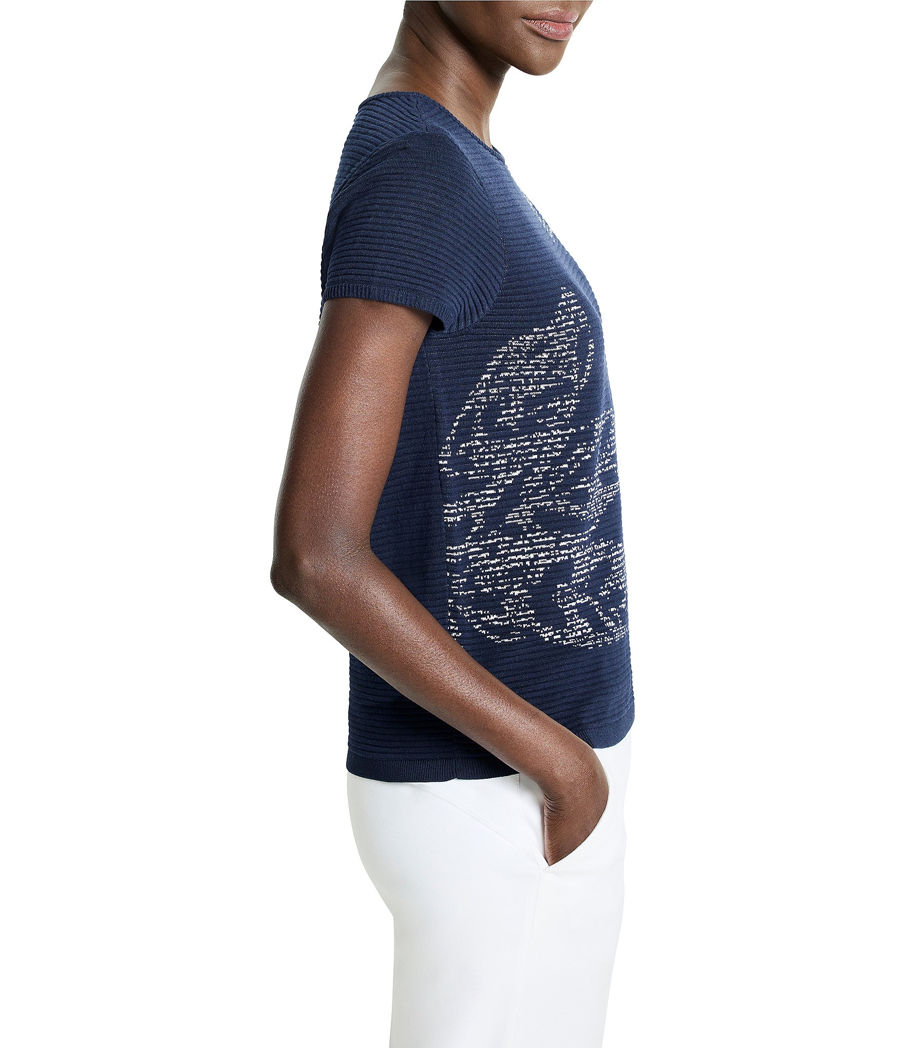 NIC + ZOE Midnight Garden Ottoman Stripe Knit Round Neck Short Sleeve Tee