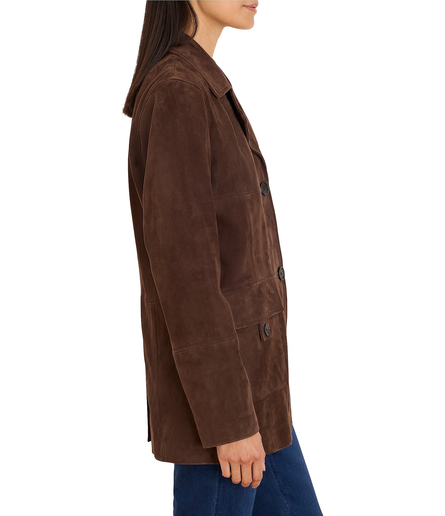 NIC + ZOE Mod Suede Notch Collar Long Sleeve Button-Front Jacket