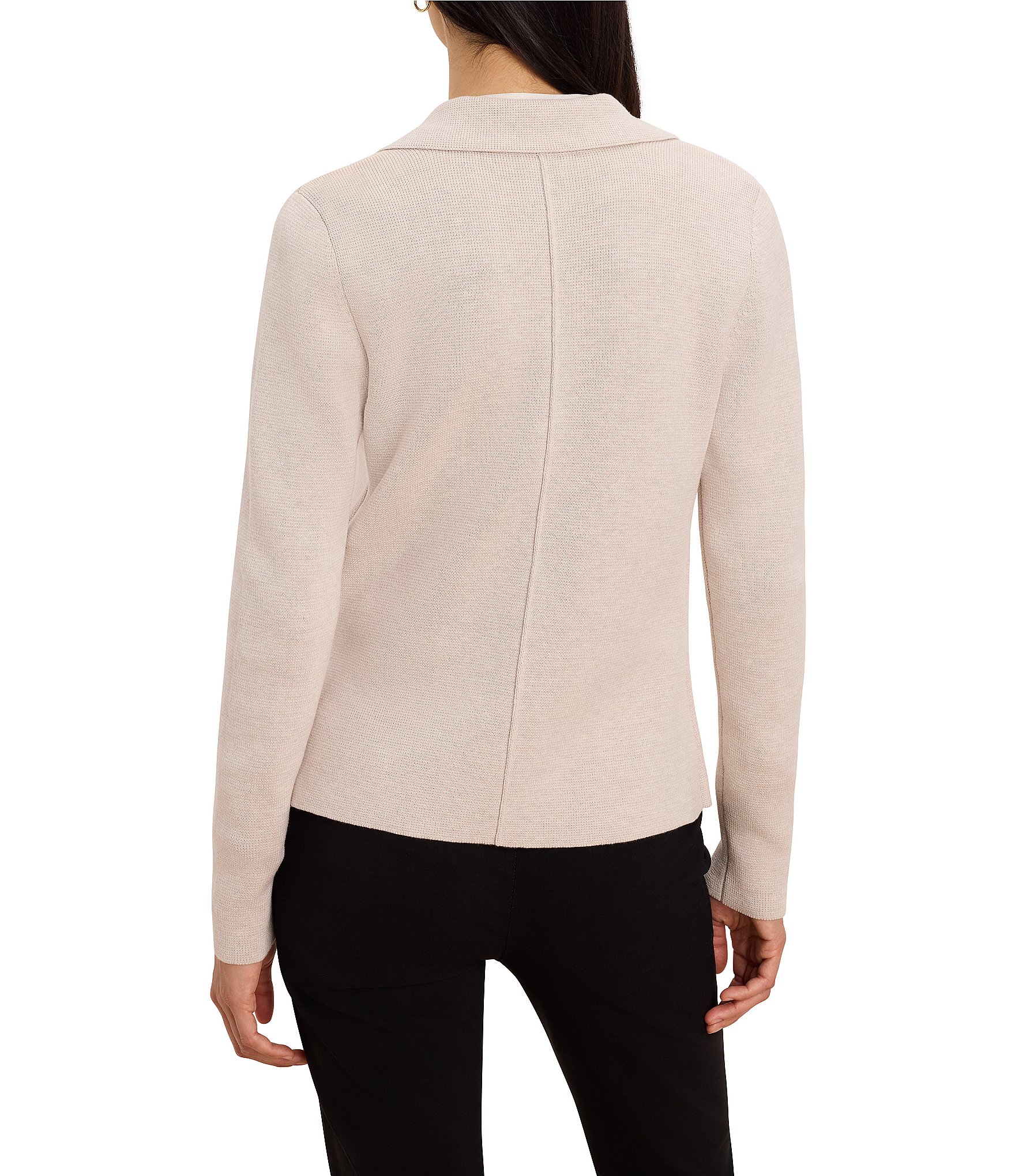 NIC + ZOE Notch Collar Long Sleeve Single Button-Front Elegant Knit Tailored Blazer