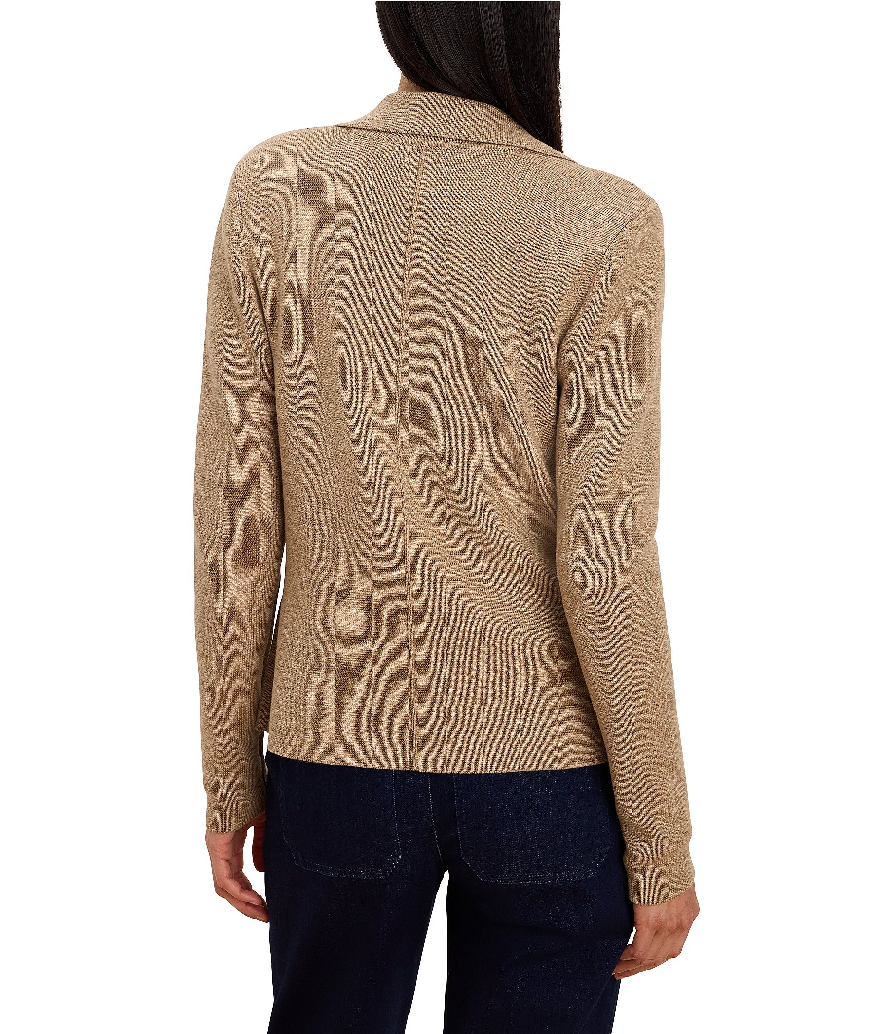 NIC + ZOE Notch Collar Long Sleeve Single Button-Front Elegant Knit Tailored Blazer
