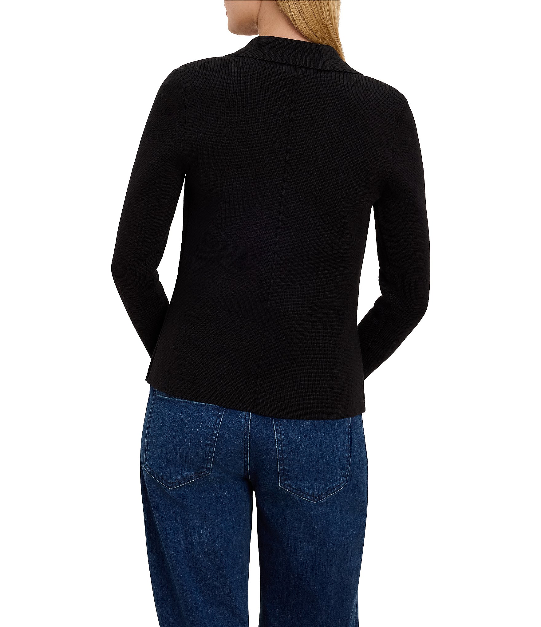 NIC + ZOE Notch Collar Long Sleeve Single Button-Front Elegant Knit Tailored Blazer