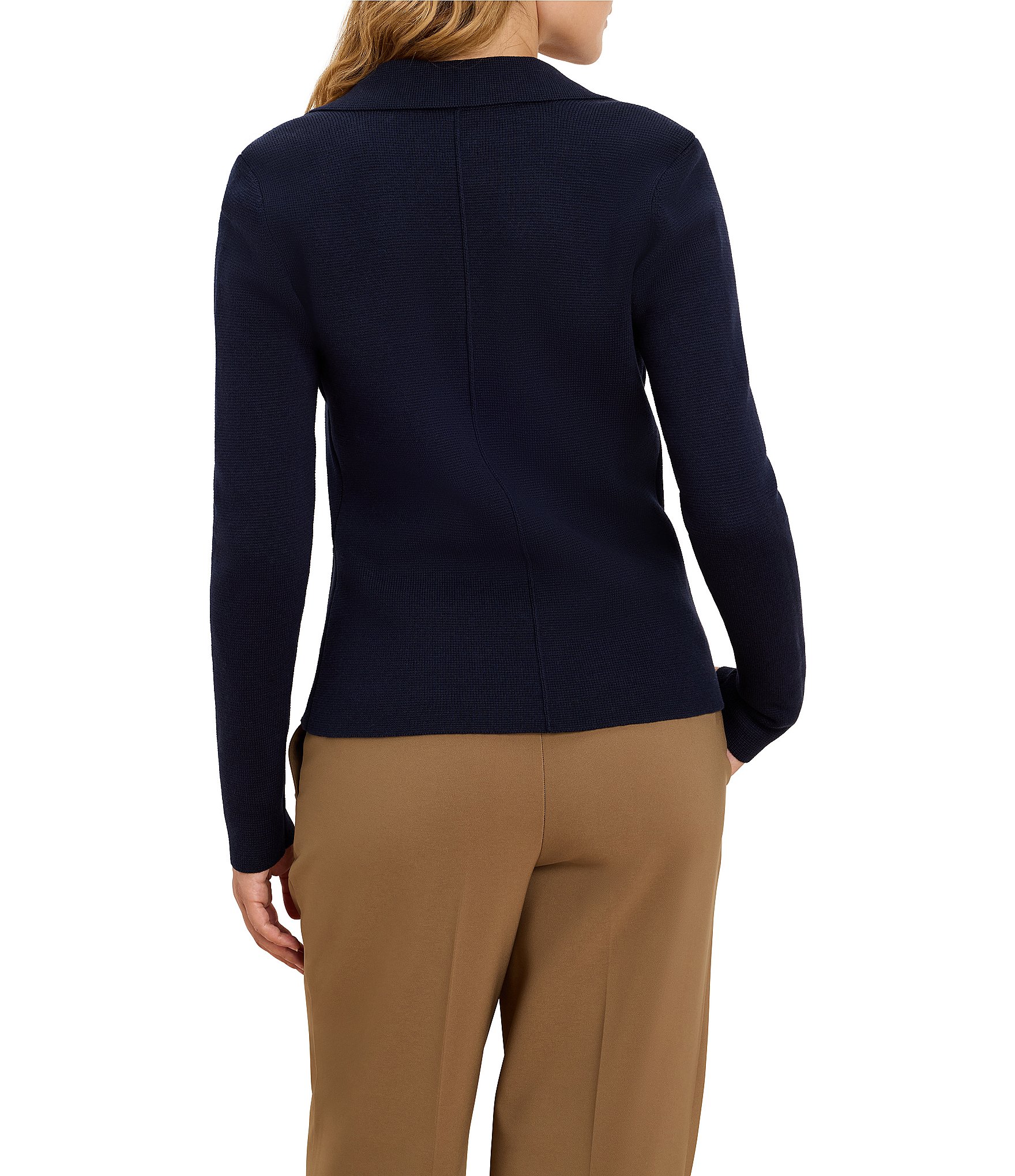 NIC + ZOE Notch Collar Long Sleeve Single Button-Front Elegant Knit Tailored Blazer