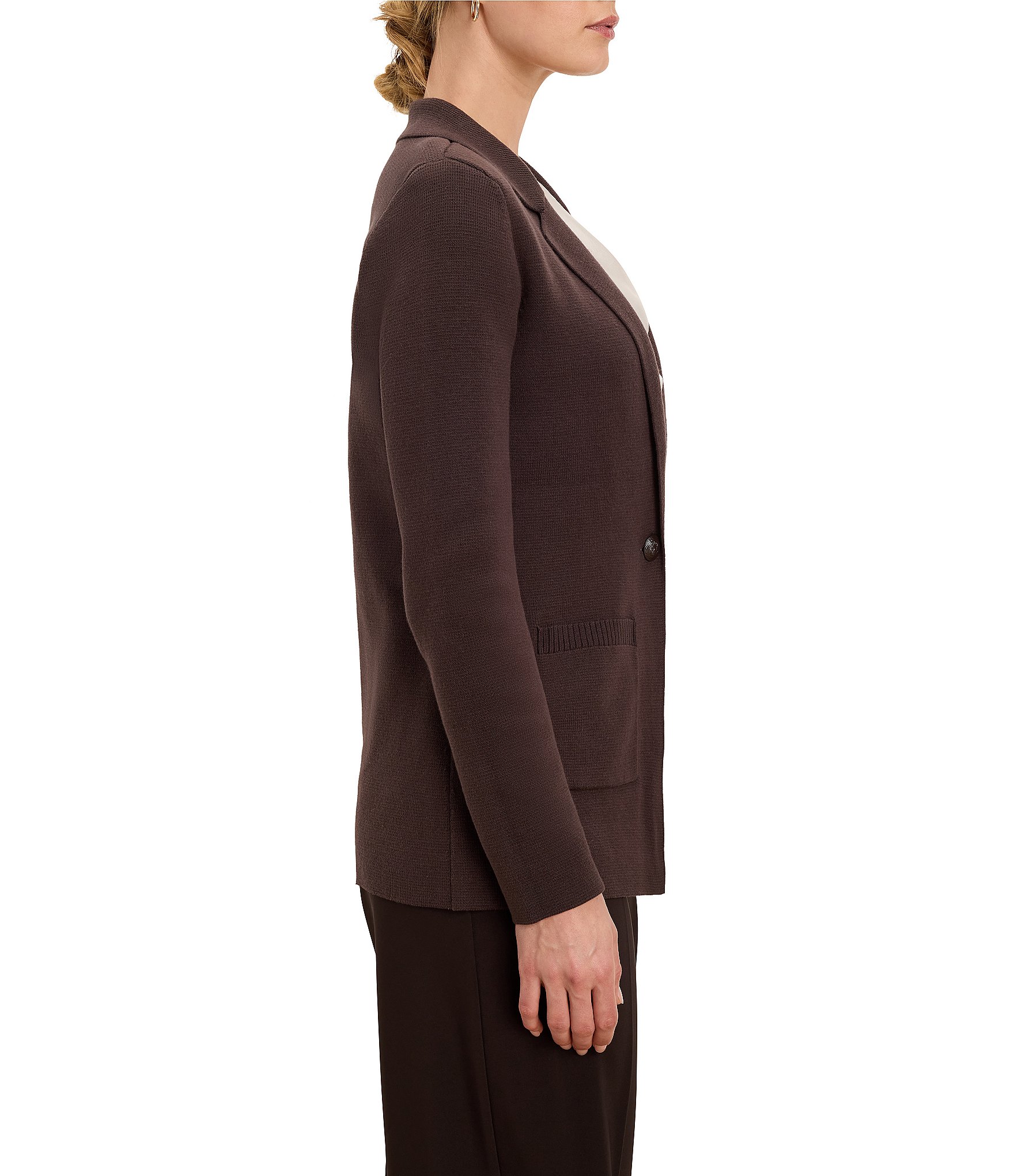 NIC + ZOE Notch Lapel Collar Long Sleeve Elegant Knit Blazer