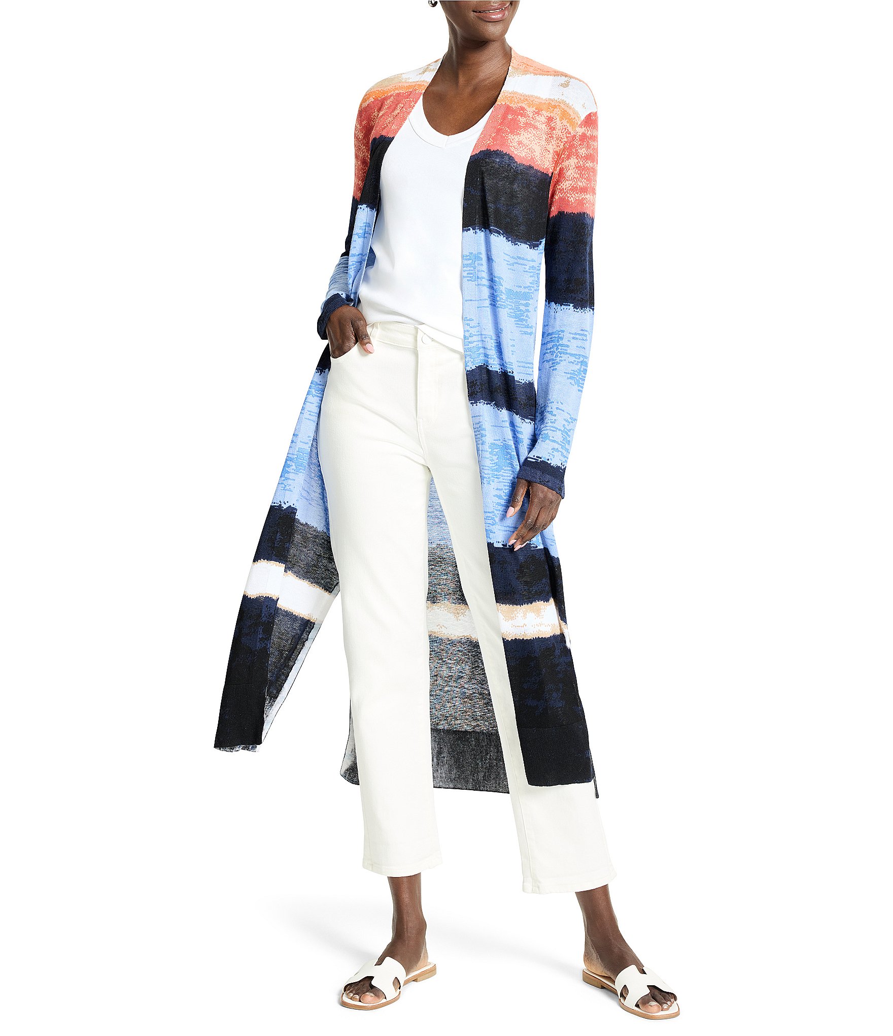 NIC + ZOE Painted Peninsula Open Front Long Sleeve Cardigan