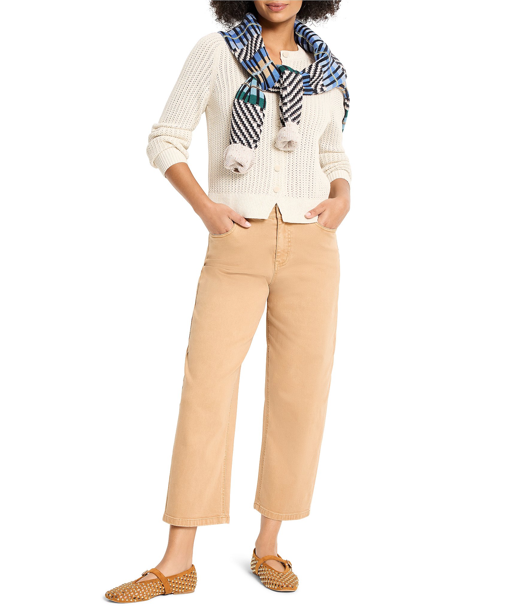 NIC + ZOE Party Cardy Round Neck long Sleeve Button Front Cardigan