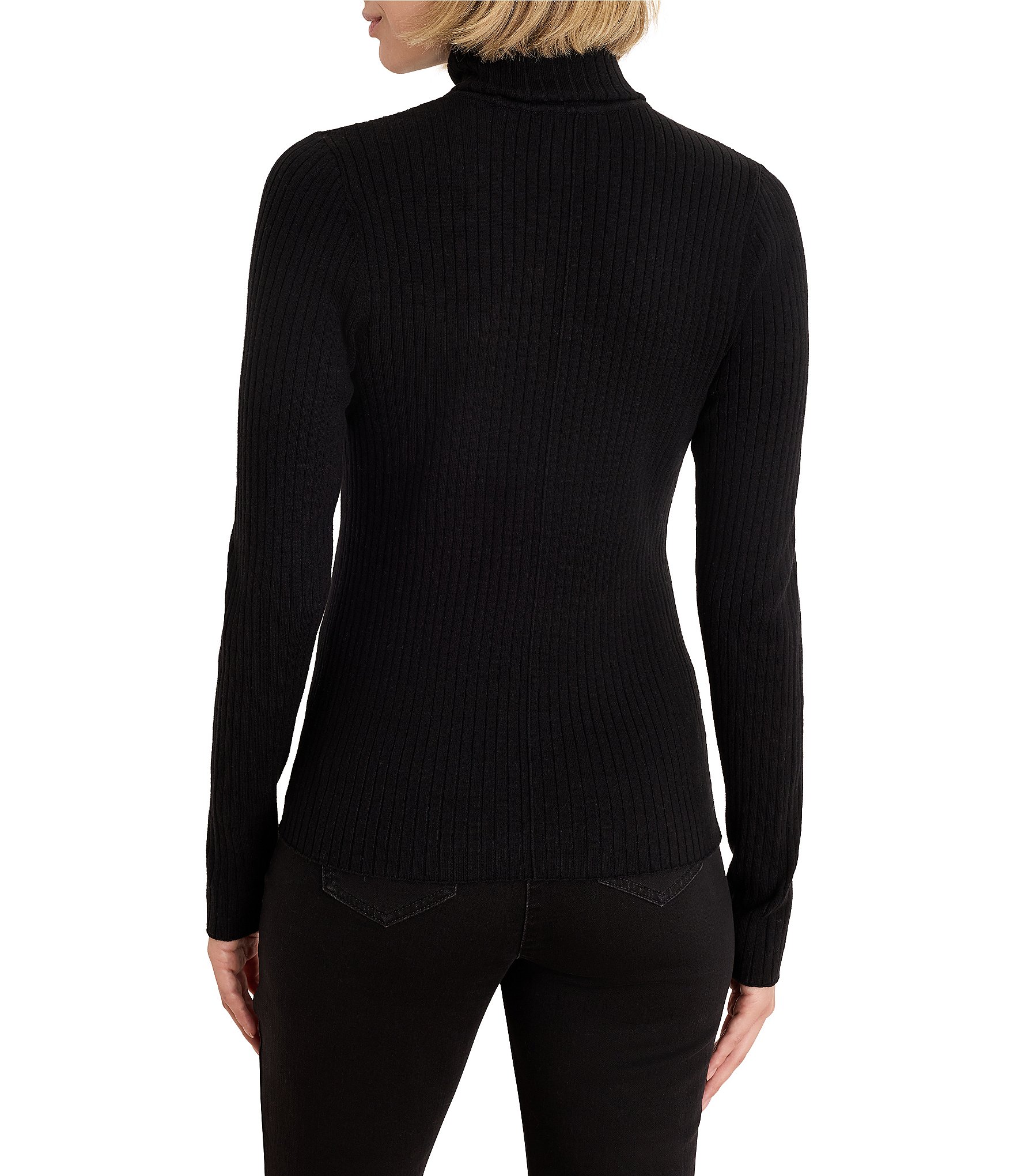 NIC + ZOE Perfect Knit Ribbed Turtleneck Long Sleeve Fitted Top