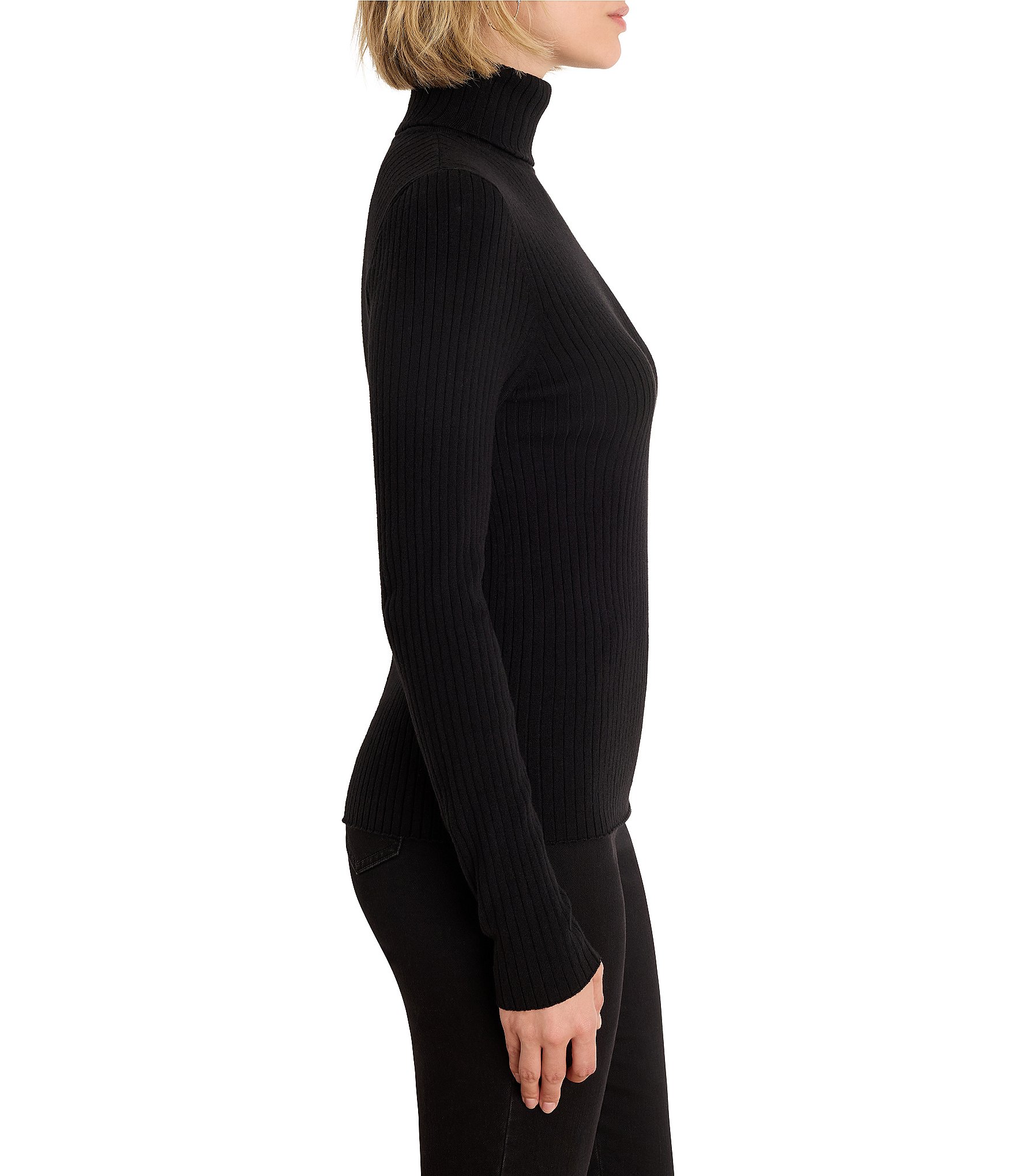 NIC + ZOE Perfect Knit Ribbed Turtleneck Long Sleeve Fitted Top