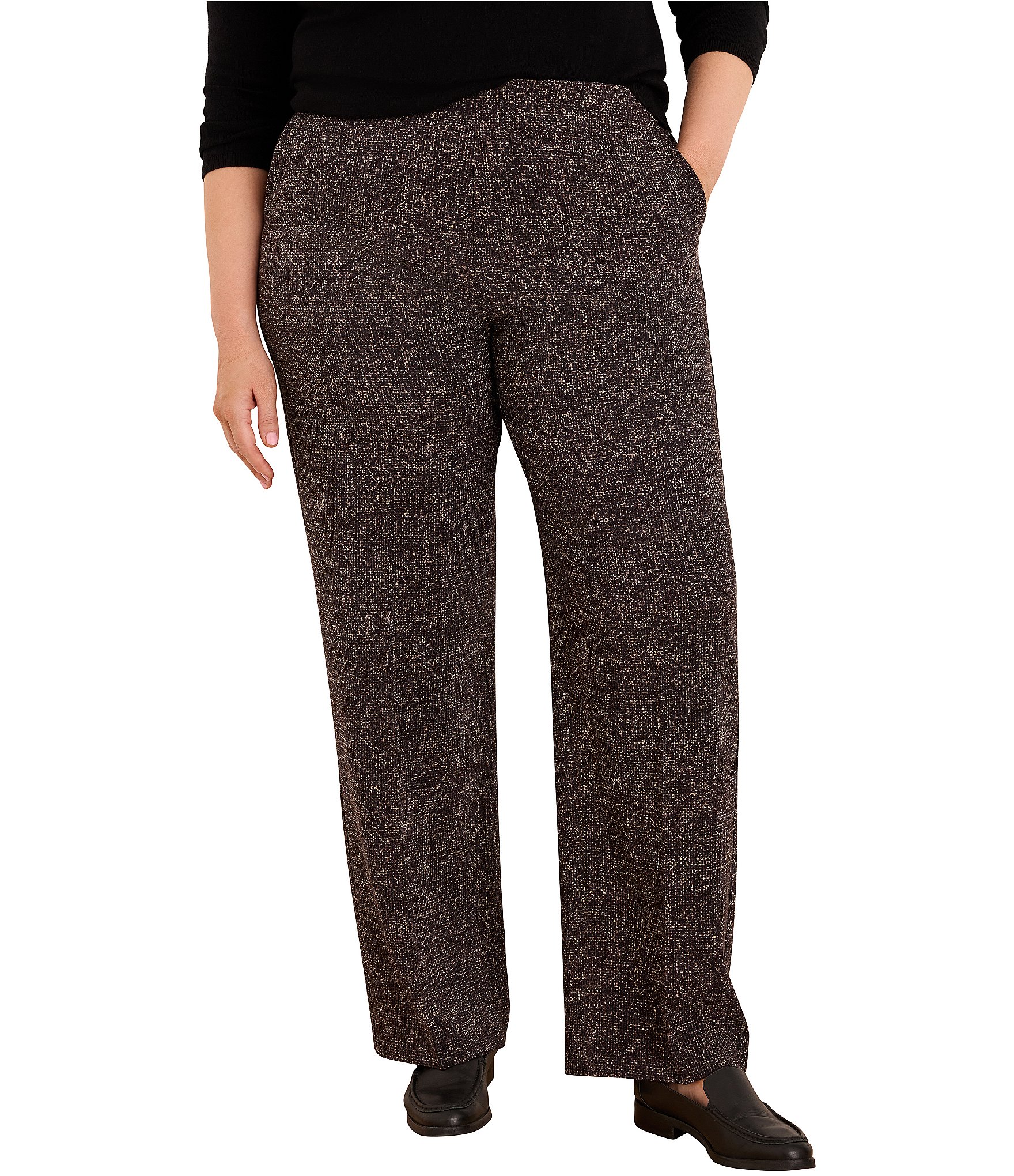 NIC + ZOE Plus Size Lenox Wide Leg Printed Sleek Stretch Pants
