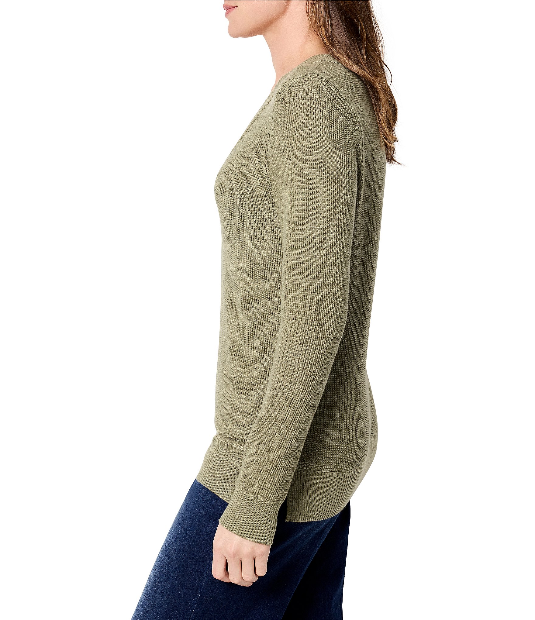 NIC + ZOE Ribbed Knit V-Neck Long Sleeve Sweater