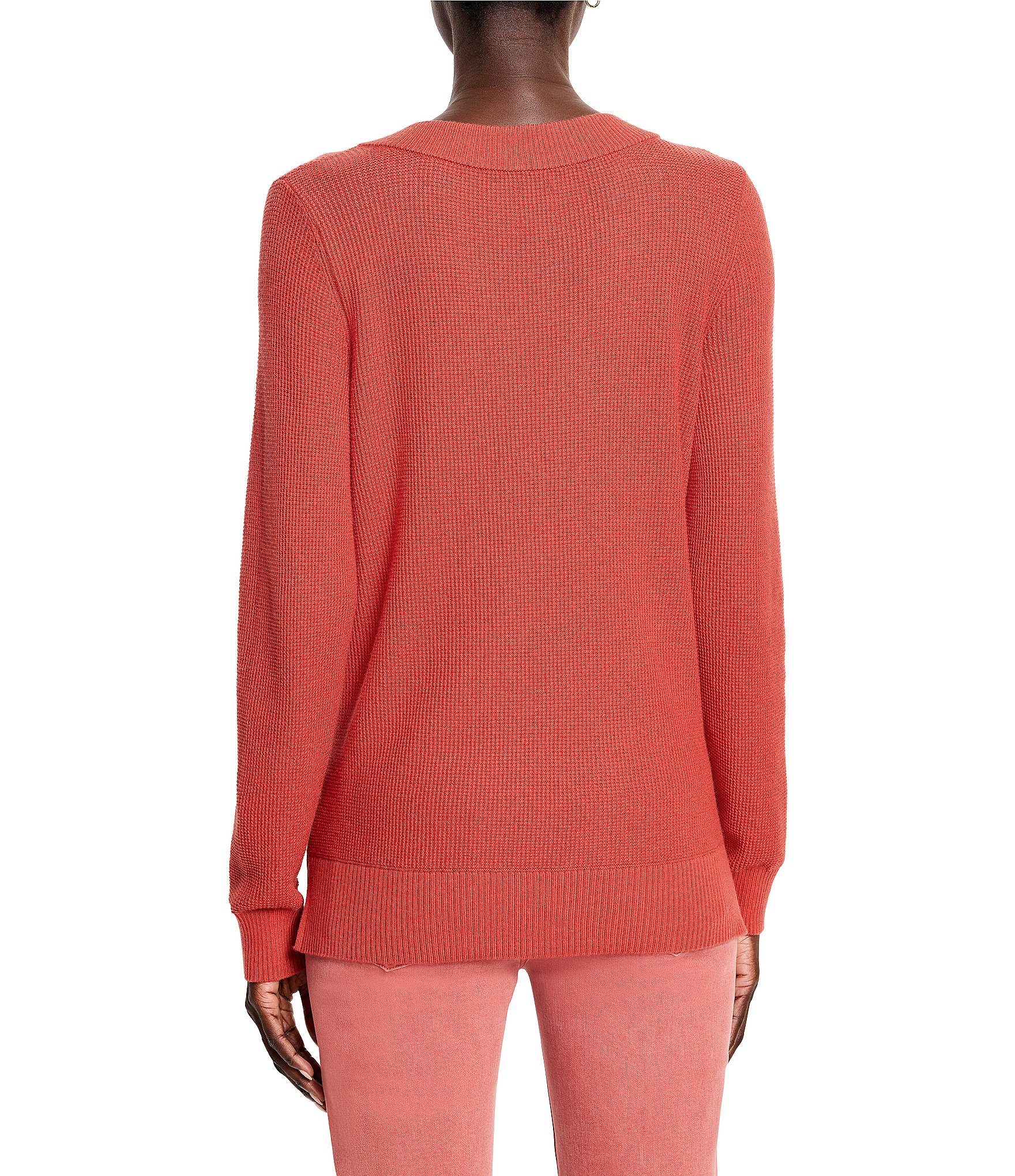 NIC + ZOE Ribbed Knit V-Neck Long Sleeve Sweater