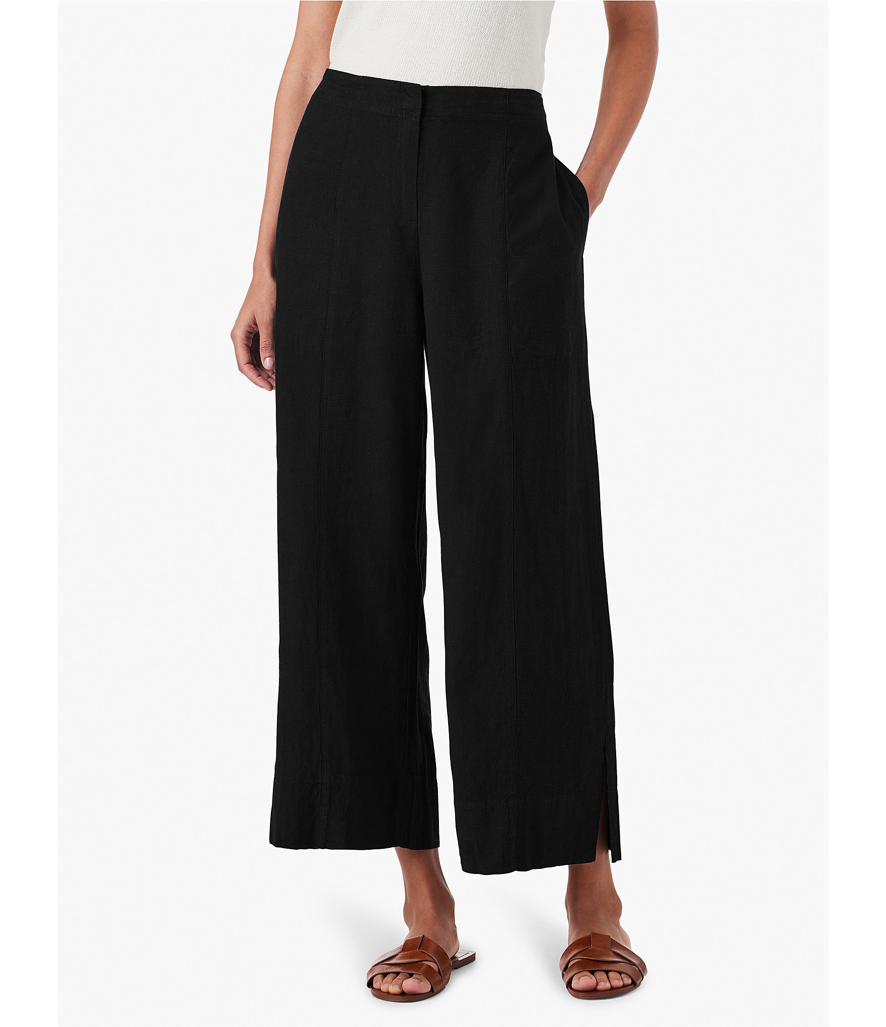 NIC + ZOE Rumba Organic Linen Mid Rise Wide-Leg Cropped Pants | Dillard's