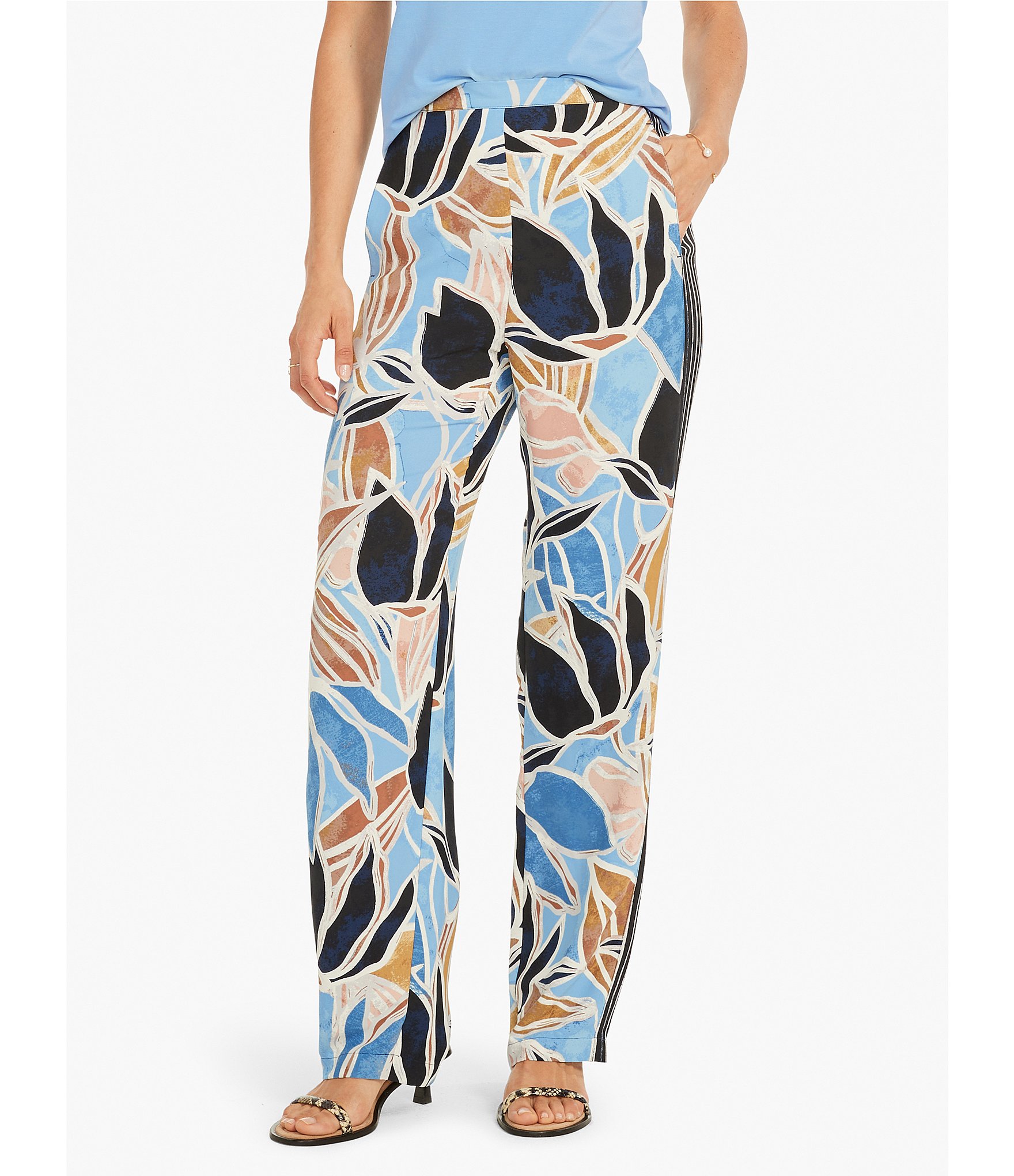 Wide | Abstract Leg Sapphire + NIC ZOE Shades Pants Print Pull-On Dillard\'s
