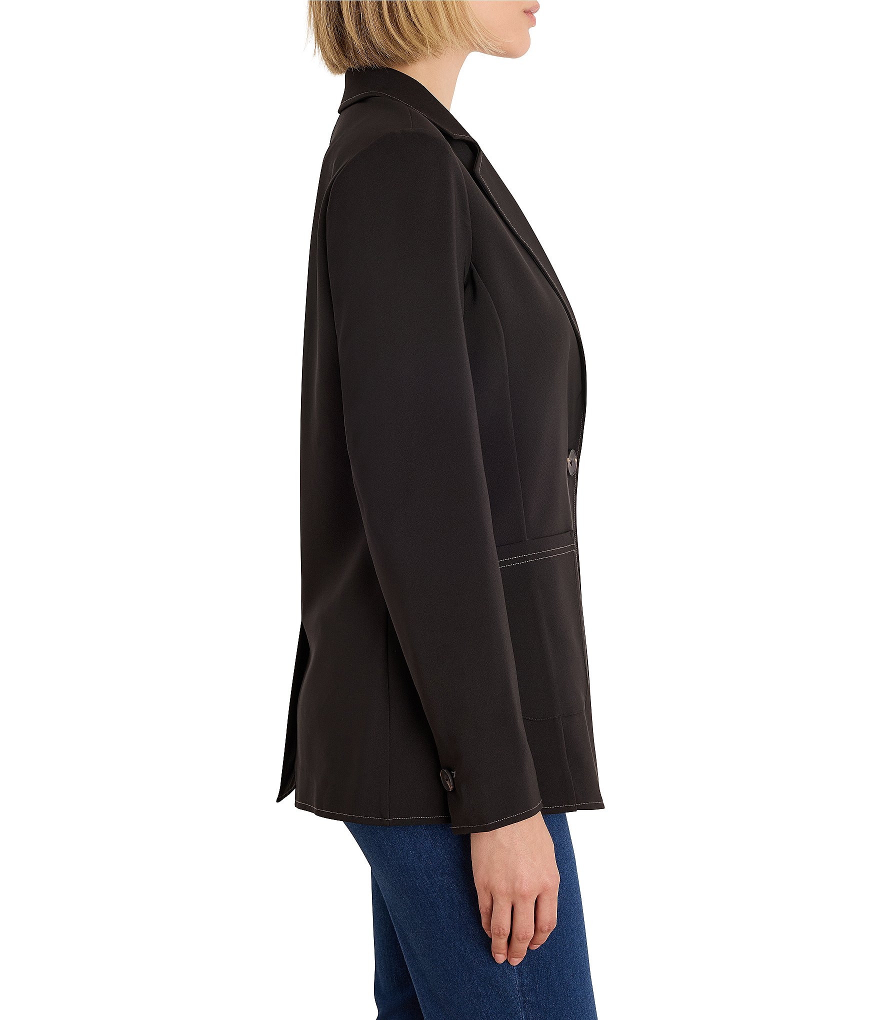 NIC + ZOE Sleek Stretch Notch Lapel Collar Long Sleeve One-Button Blazer