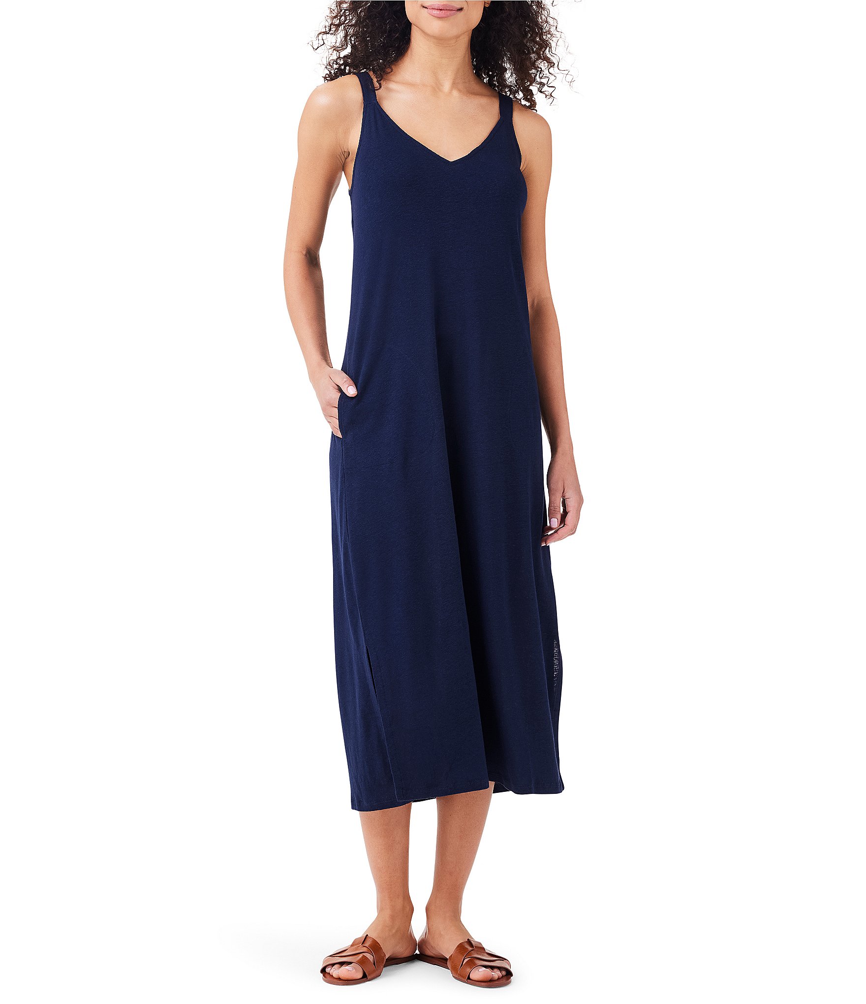 NIC + ZOE Solid Knit V-Neck Sleeveless Sheath Tank Dress | Dillard's