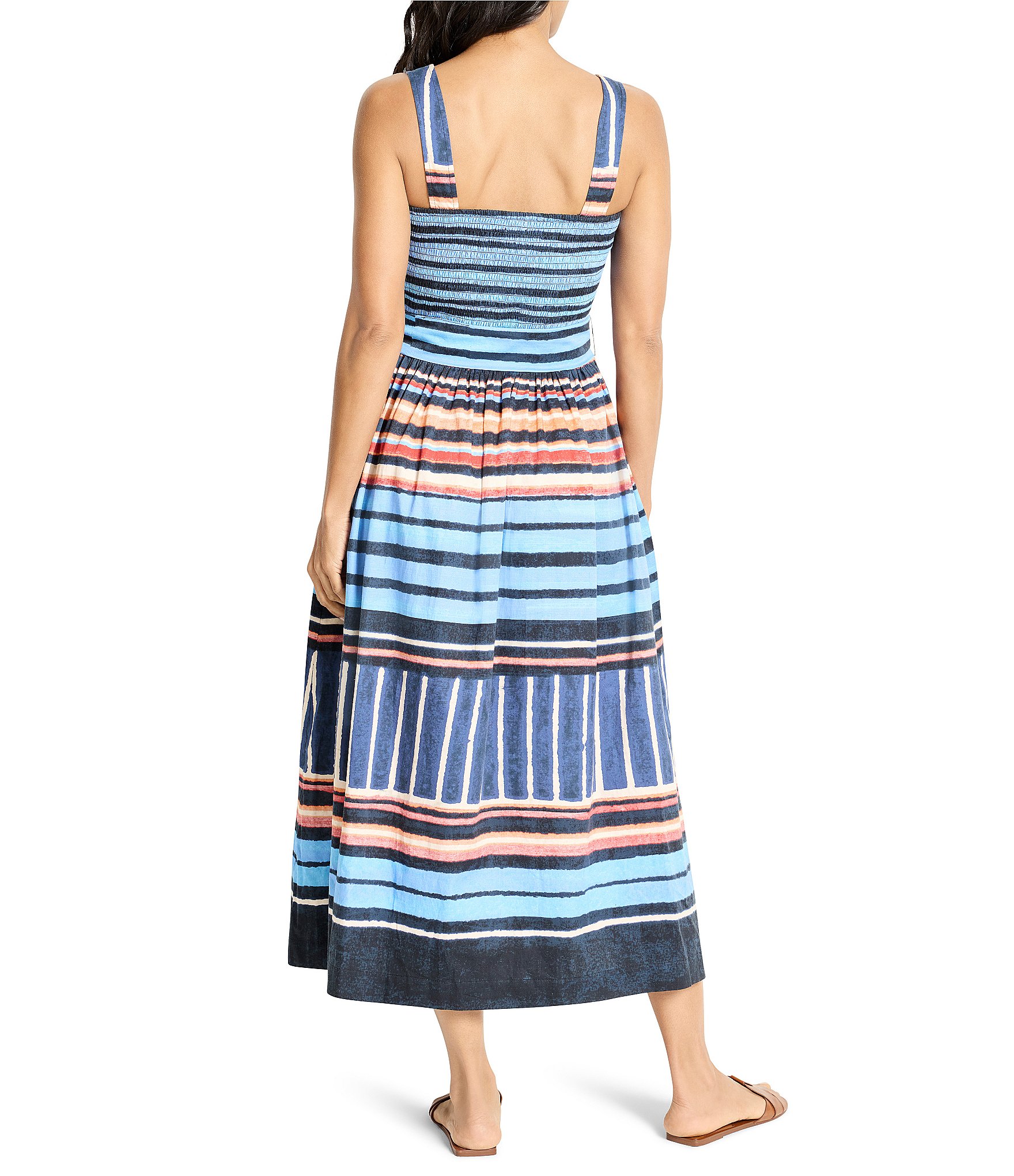 NIC + ZOE Sophie Painted Peninsula Scoop Neck Sleeveless Tie Waist Dress