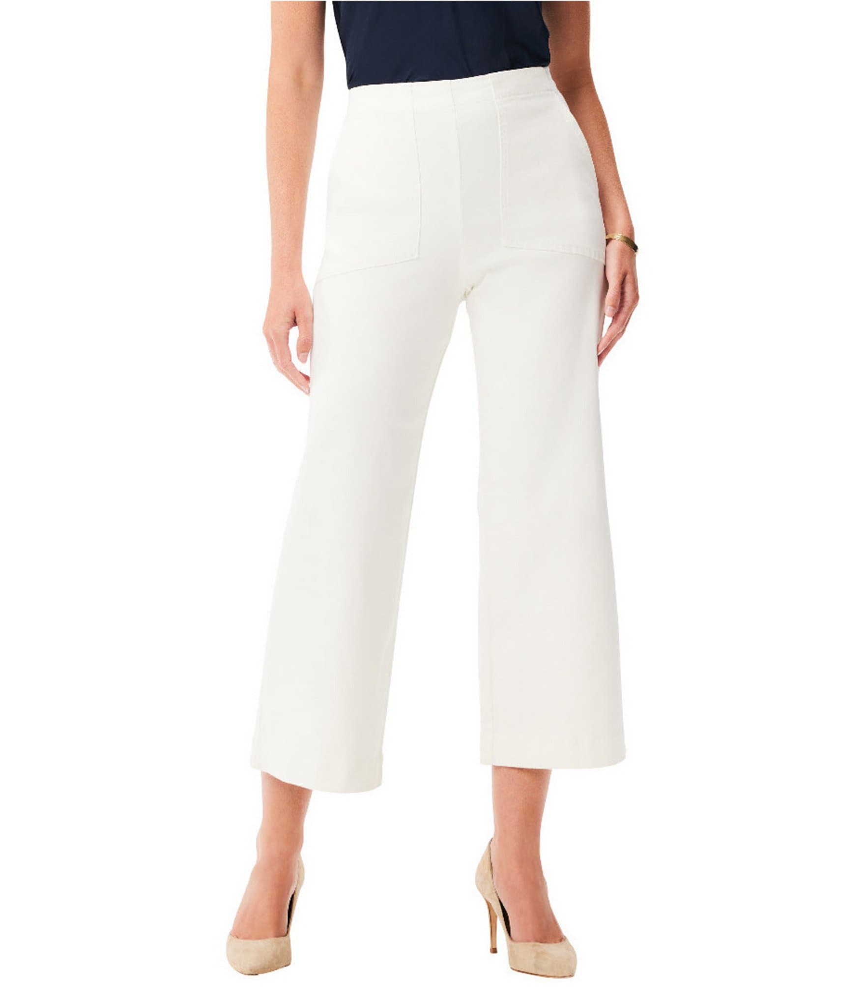 NIC + ZOE Stretch High Rise Wide-Leg Cropped Pull-On Pants