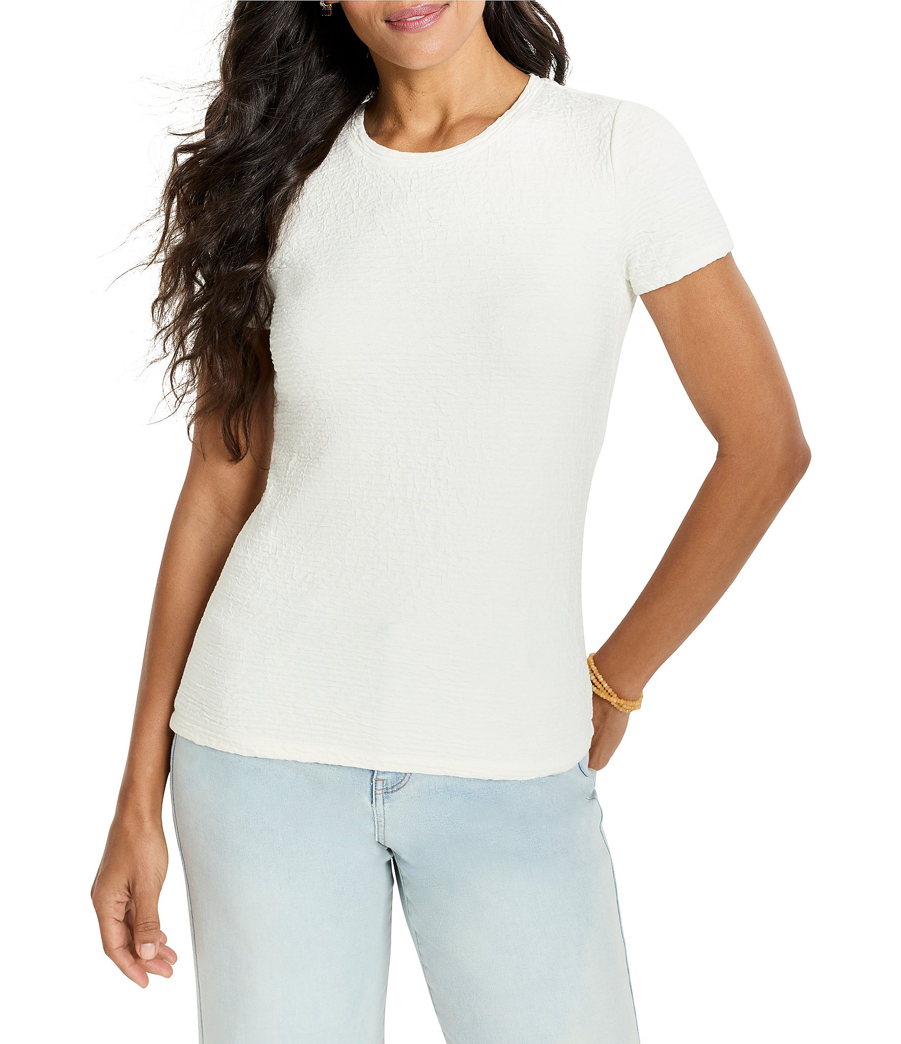 NIC + ZOE Textured Bubble Knit Crew Neck Short Sleeve Tee