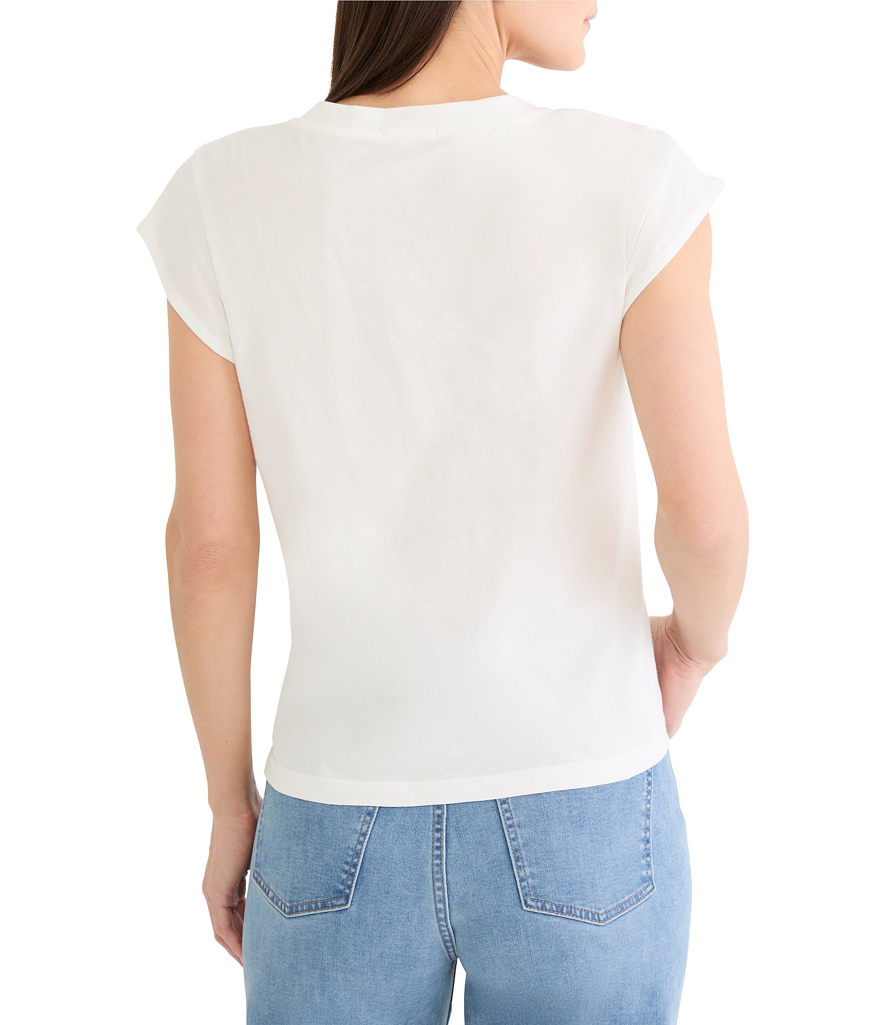 NIC + ZOE V-Neck Cap Sleeve Tee