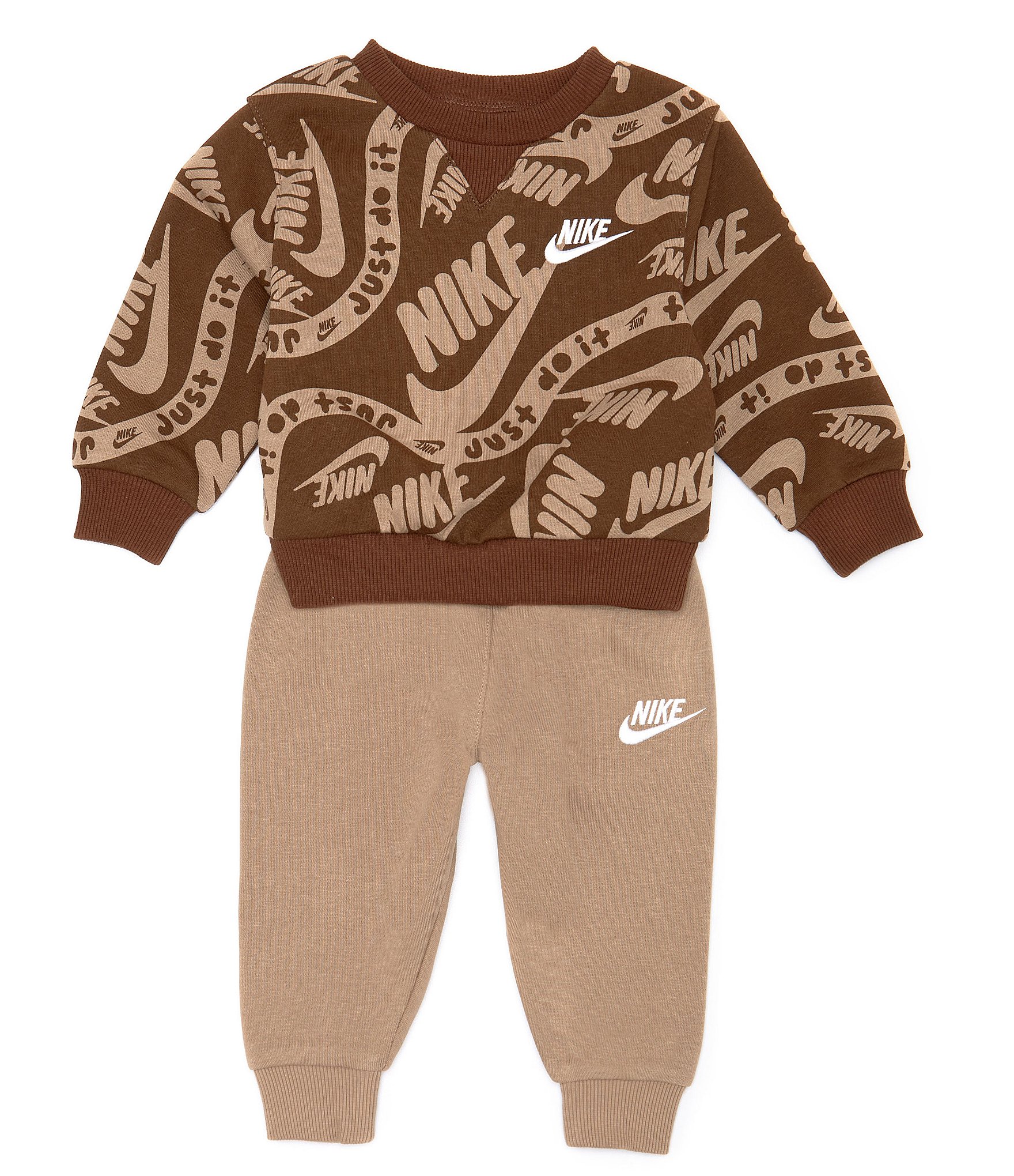 Nike Baby 12-24 Months Long Sleeve Printed Pullover NSW Club Printed Joggers  Set