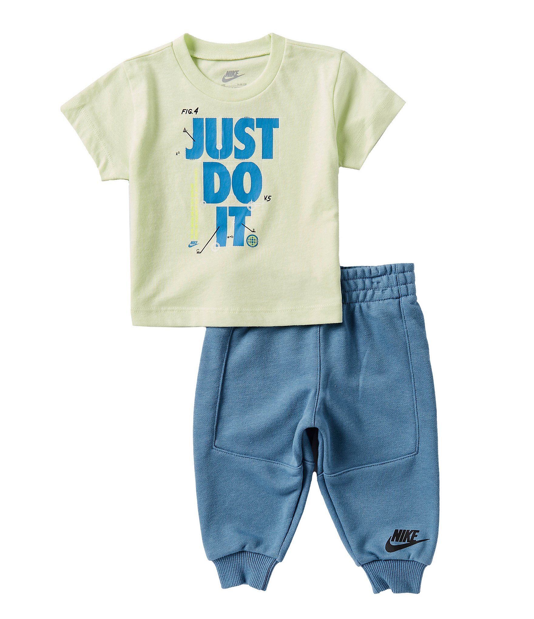 Nike Baby Boys 12 24 Months Short Sleeve Graphic Text Jersey Knit T Shirt French Terry Jogger Pant Set Dillard s