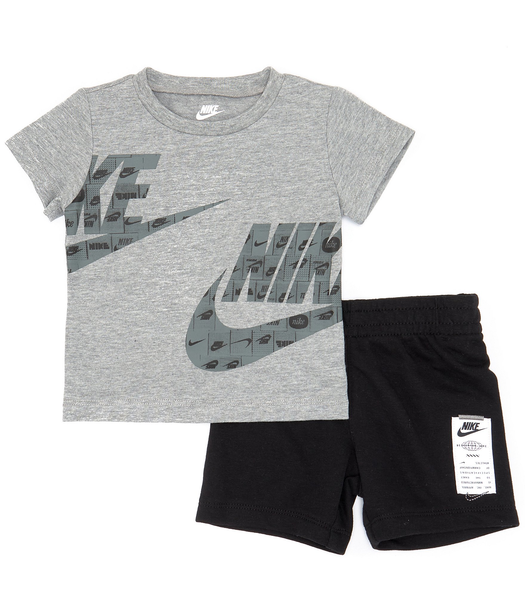 Nike Baby Boys 12-24 Months Short Sleeve Wraparound Logo Jersey T-Shirt & Solid French Terry Shorts Set