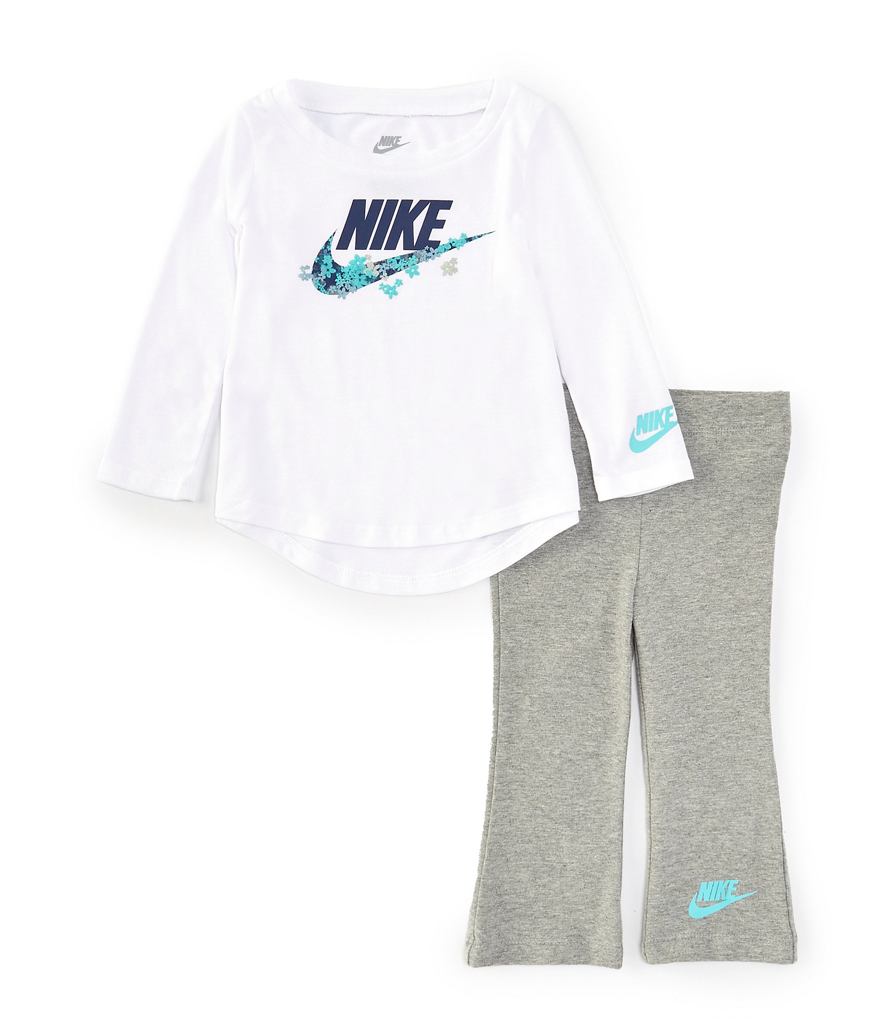 Nike Baby Girls 12-24 Months Long-Sleeve Logo-Graphic Jersey T-Shirt & Stretch Jersey Leggings Set