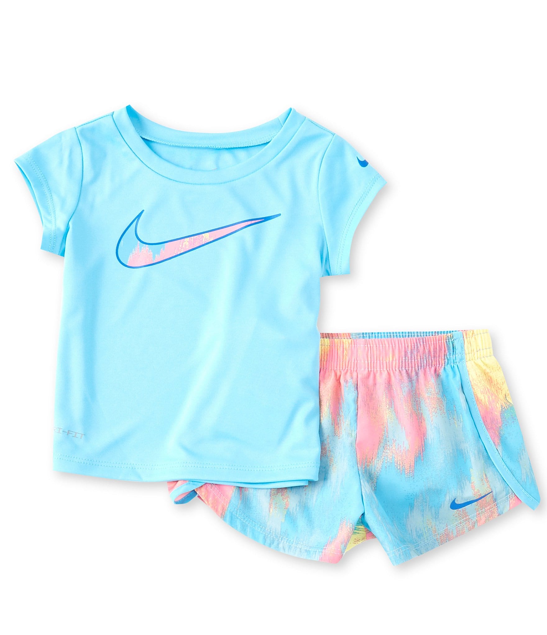 Nike Baby Girls 12-24 Months Short-Sleeve Swoosh Jersey & Sublimation-Printed Microfiber Shorts Set Dillard's