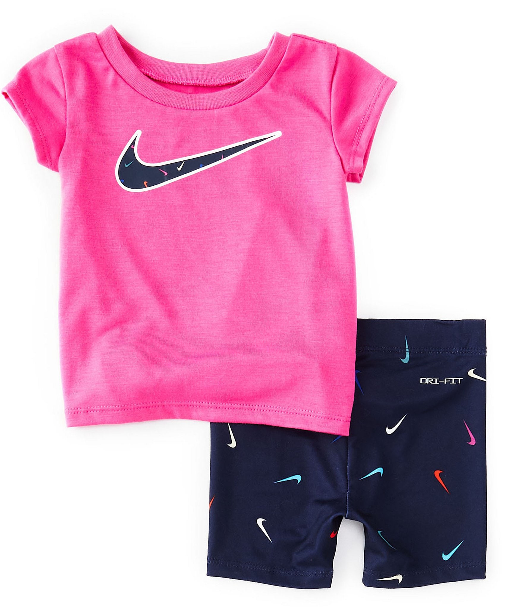 Gehakt Neerduwen vaccinatie Nike Baby Girls 12-24 Months Short-Sleeve Tee & Swoosh-Printed Bike Shorts  Set | Dillard's