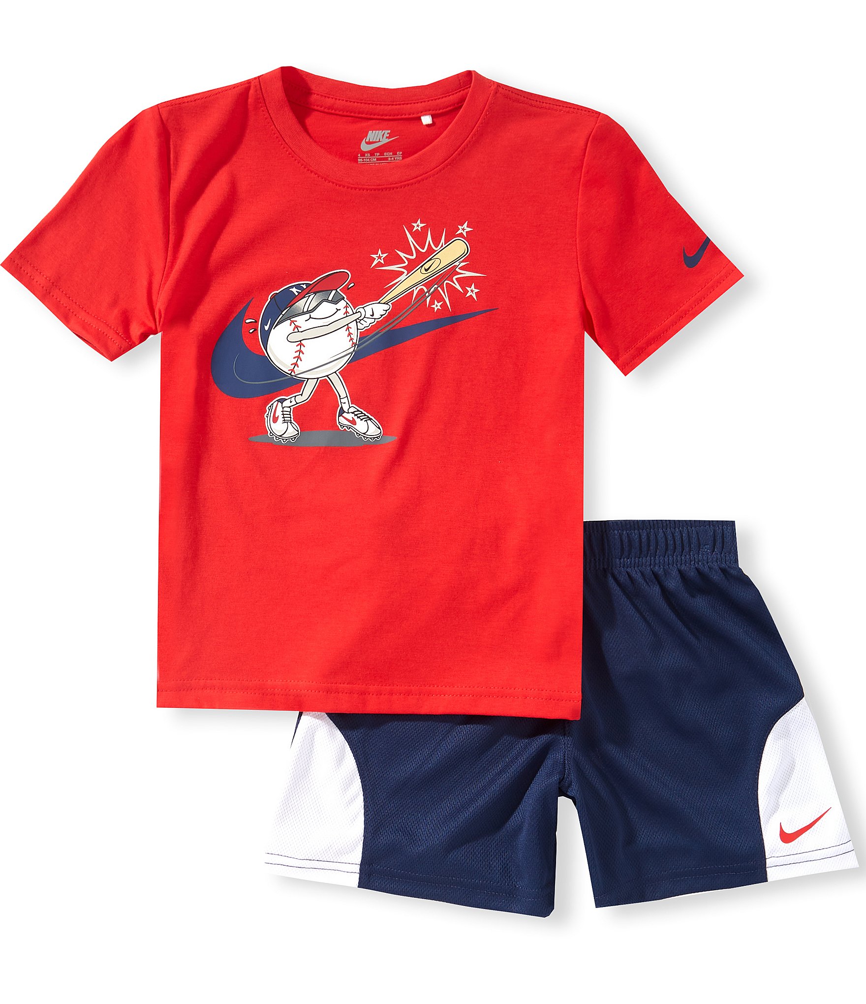 Nike Little Boys Baseball Tee & Mesh Shorts 2-Piece Set
