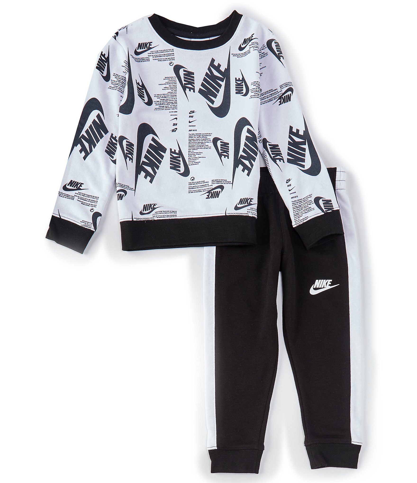 Nike Little Boys 2T-7 Long-Sleeve Print Crew Sweatshirt & Jogger Pants Set | Dillard's
