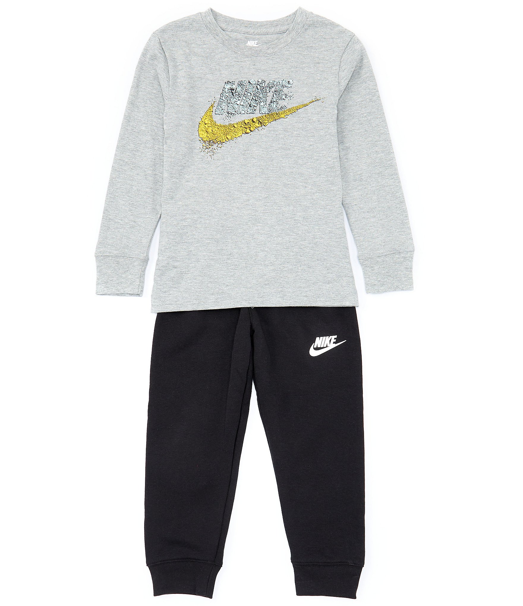Nike Little Boys 2T-7 Long Sleeve Sportwear Gravel Swoosh Tee and Jogger  Pants set