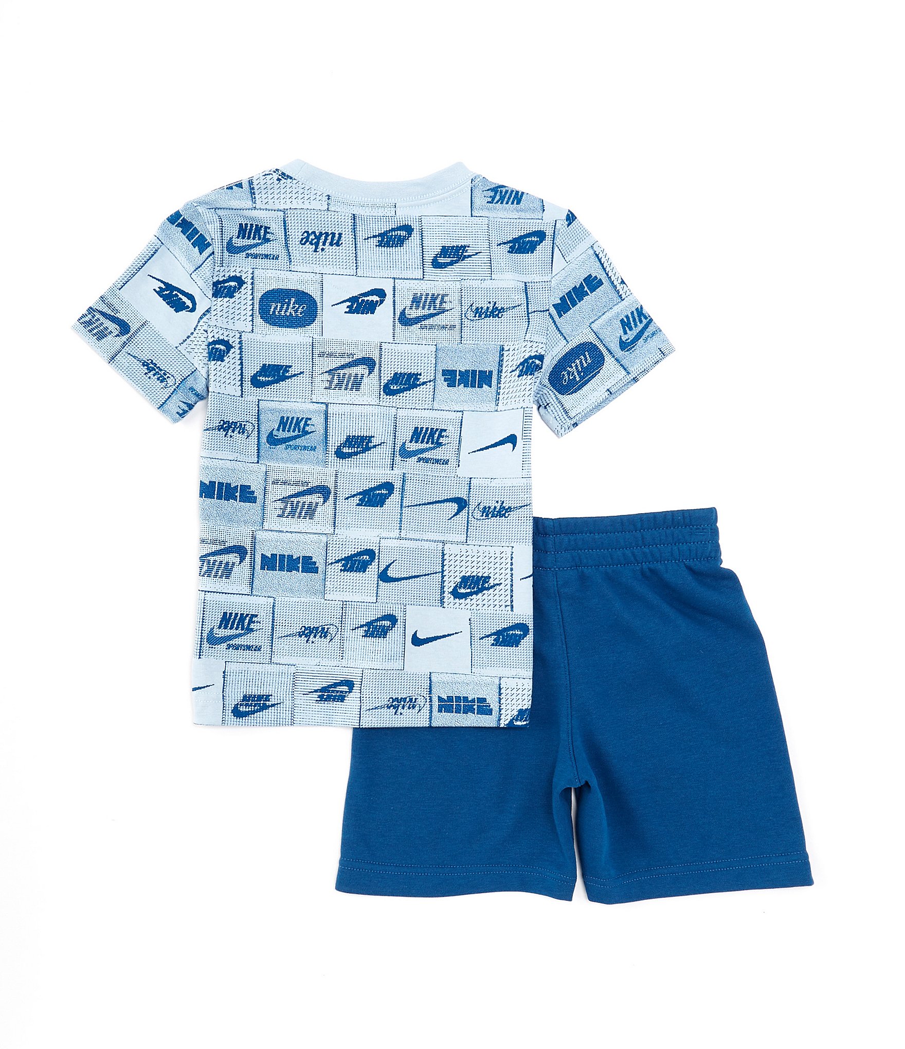 Nike Little Boys 2T-7 Short Sleeve Allover Printed T-Shirt & Logo-Detailed Shorts Set