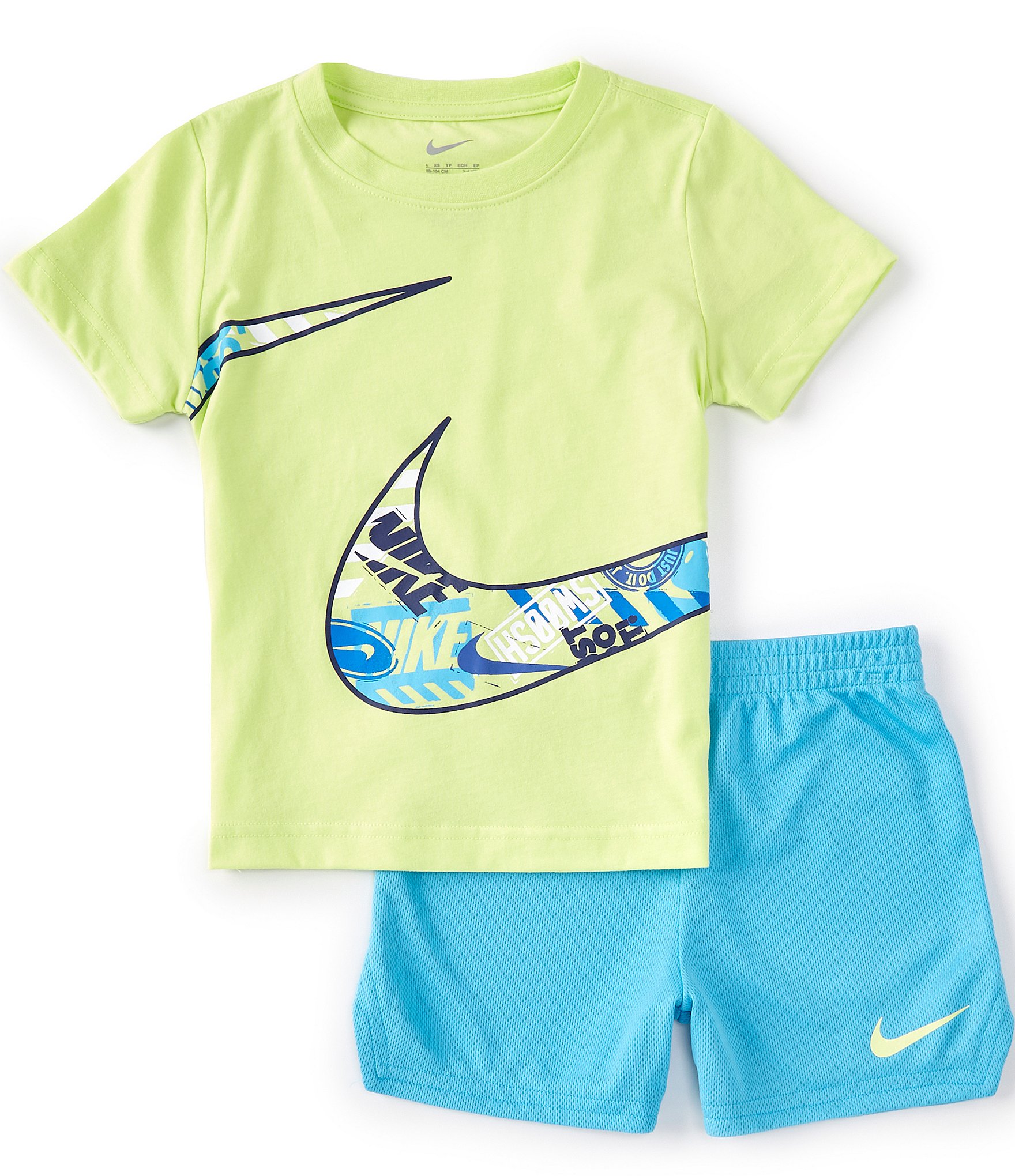 Nike Little Boys 2T-7 Short-Sleeve Graphic Fill Swoosh Tee & Mesh Set Dillard's