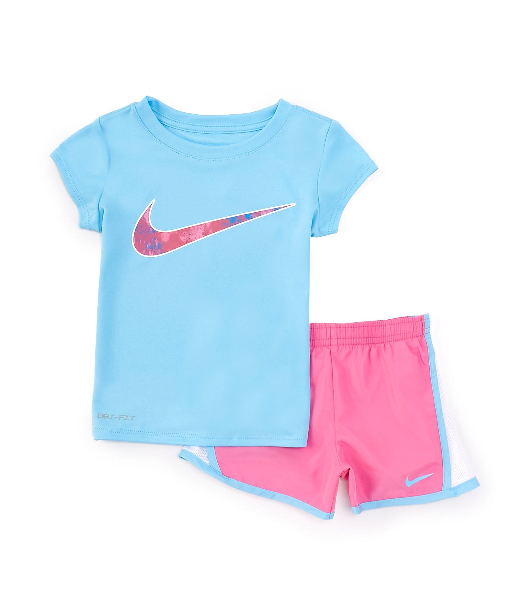 Nike Girls Tee Shirt & Dri-Fit Swooshfetti Tempo Shorts Set Outfit
